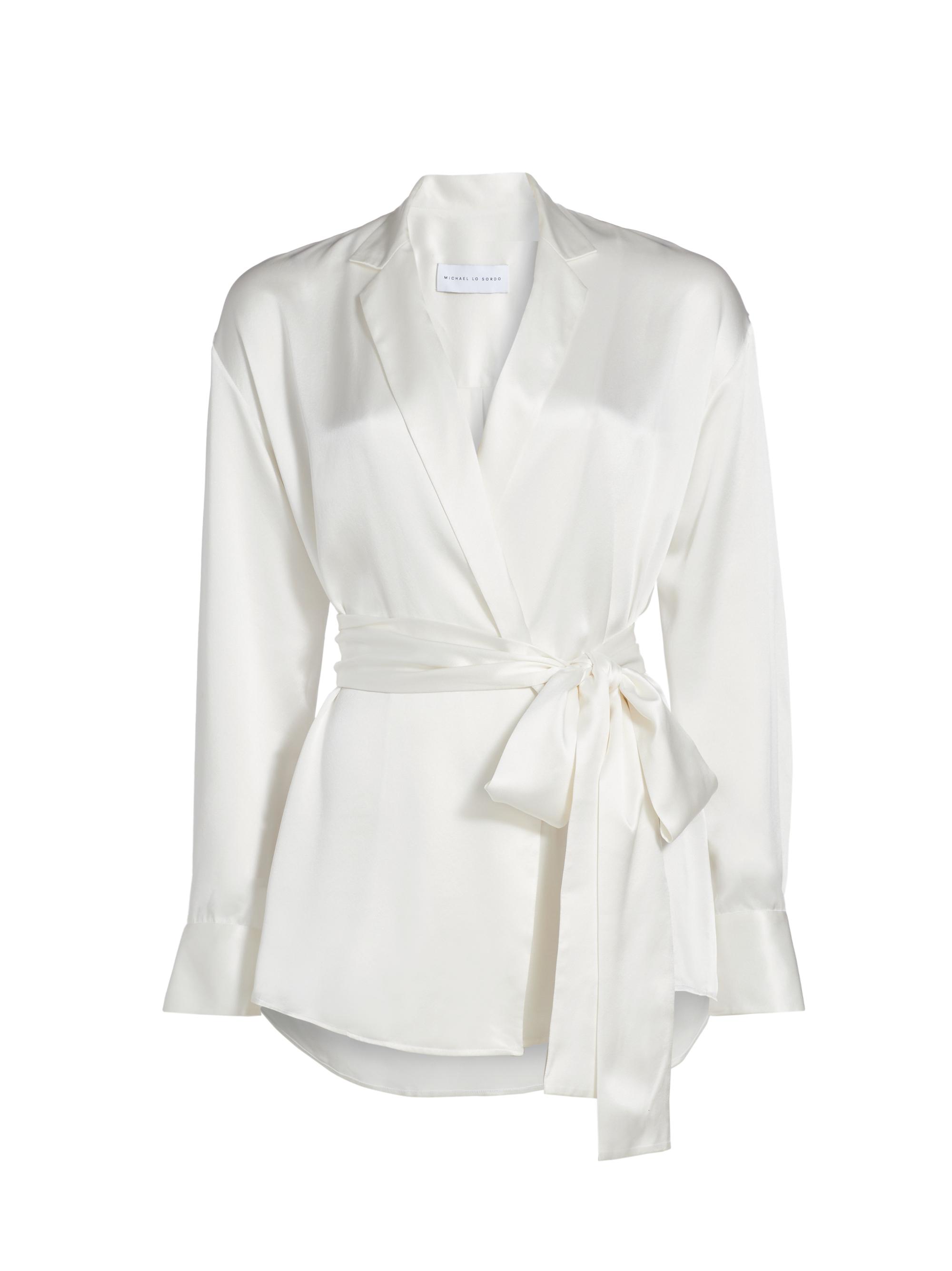 Michael Lo Sordo Women's Relaxed Silk Wrap Shirt - White