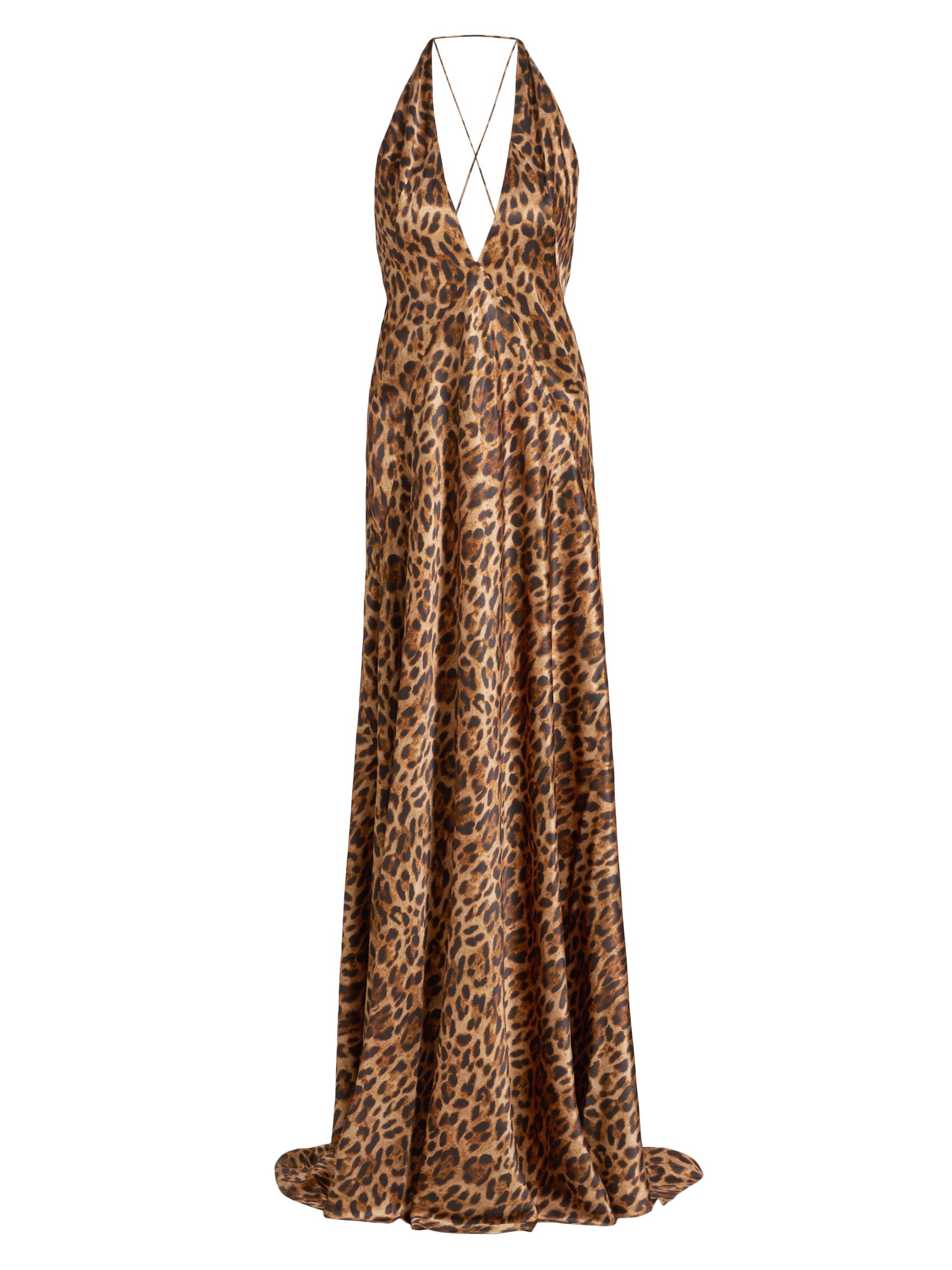 Michael Lo Sordo Women's Alexandra Silk Leopard Maxi Gown - Leopard
