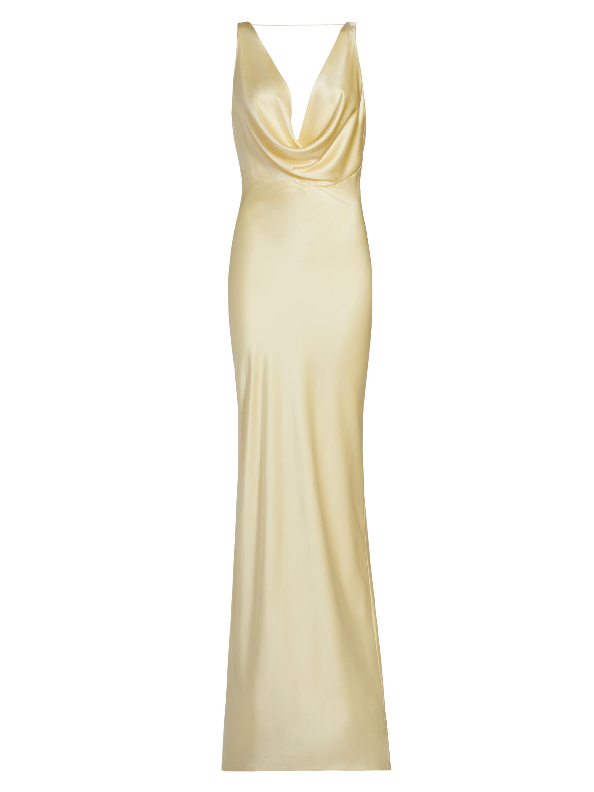 Michael Lo Sordo Women's Draped Silk Satin Maxi Dress - Pale Yellow