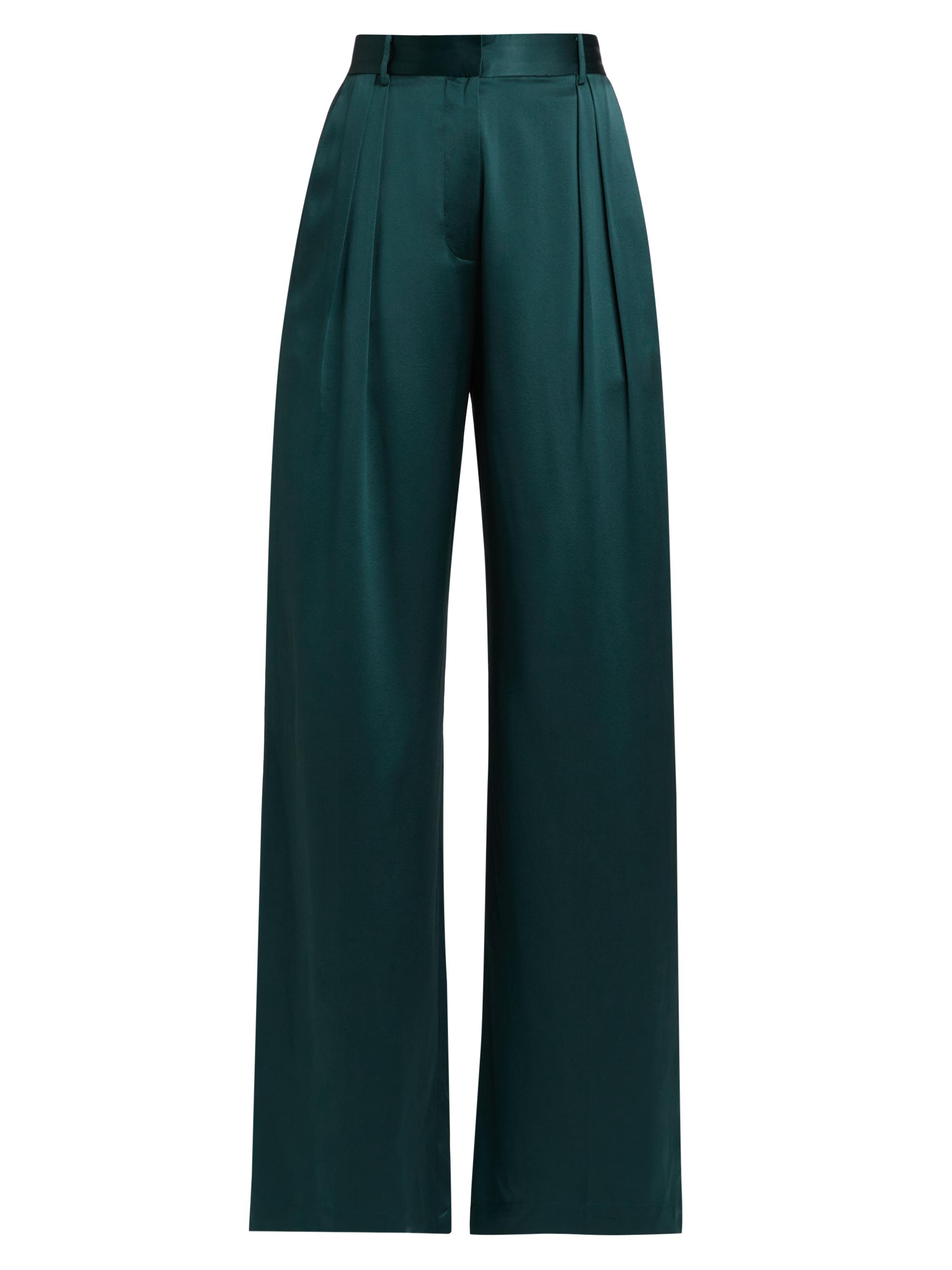 Michael Lo Sordo Women's Relaxed Silk Boy Pants - Green