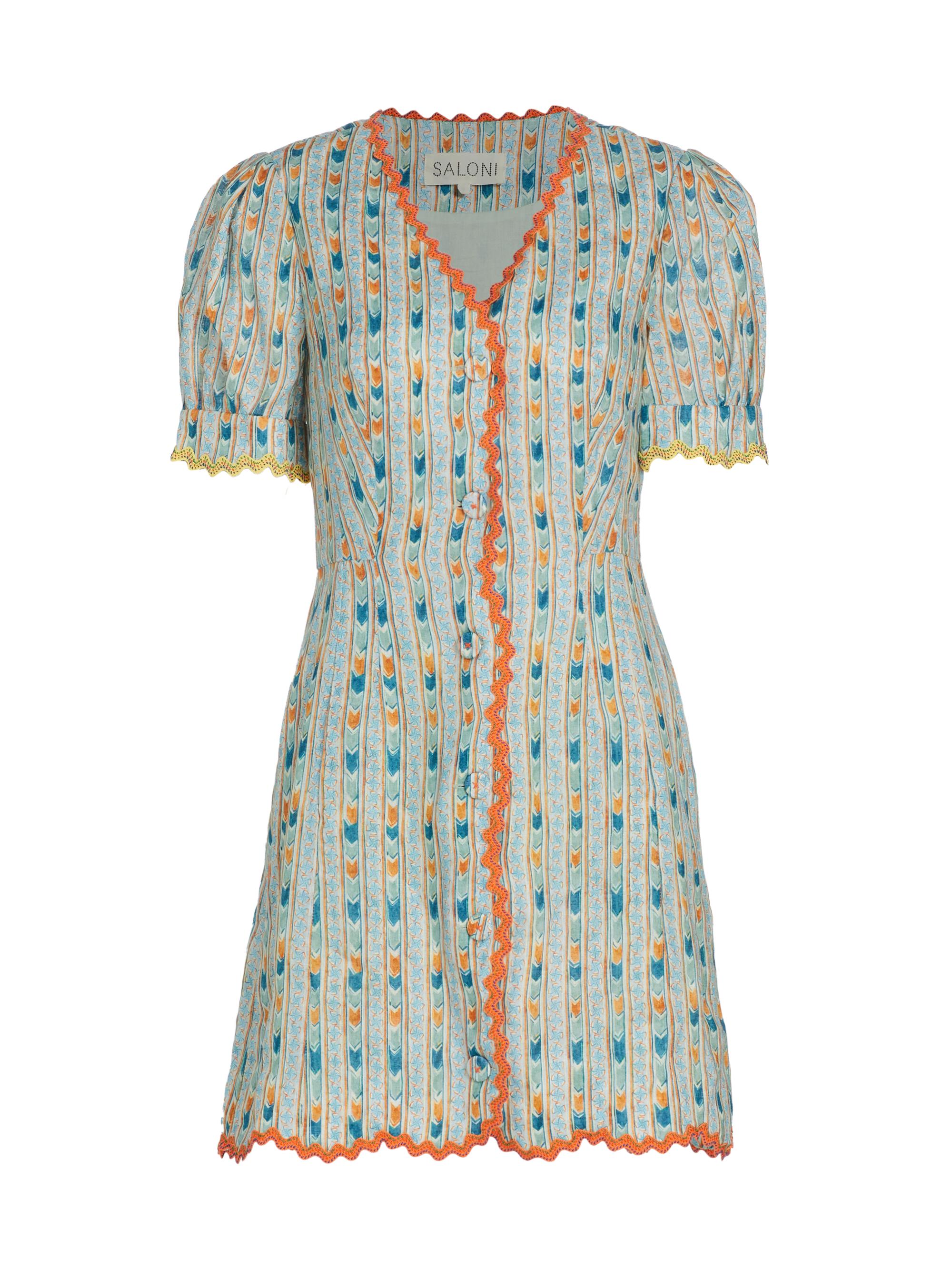 Saloni Women's Marlee Button-Front Dress - Faience Floral Cloud