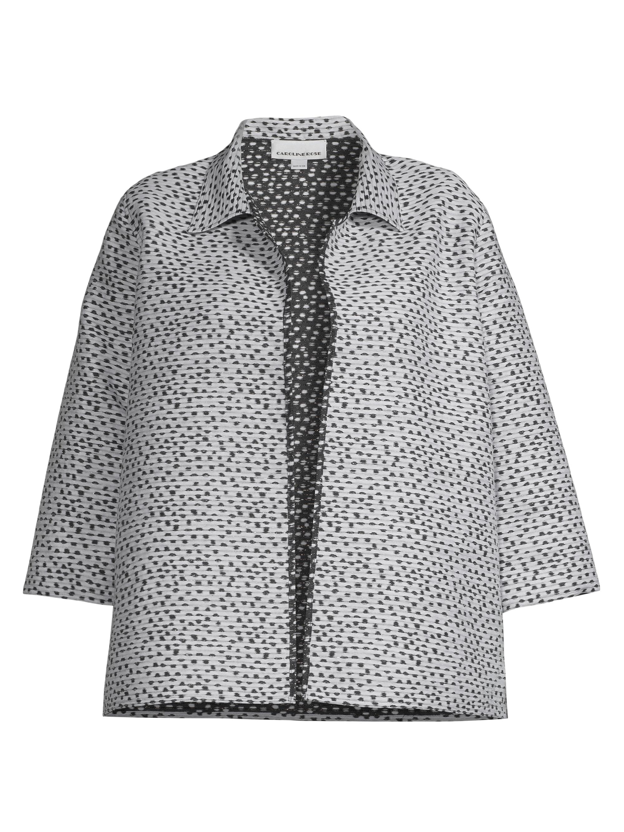 Caroline Rose Women's Dotted Jacquard Easy Jacket - White Black