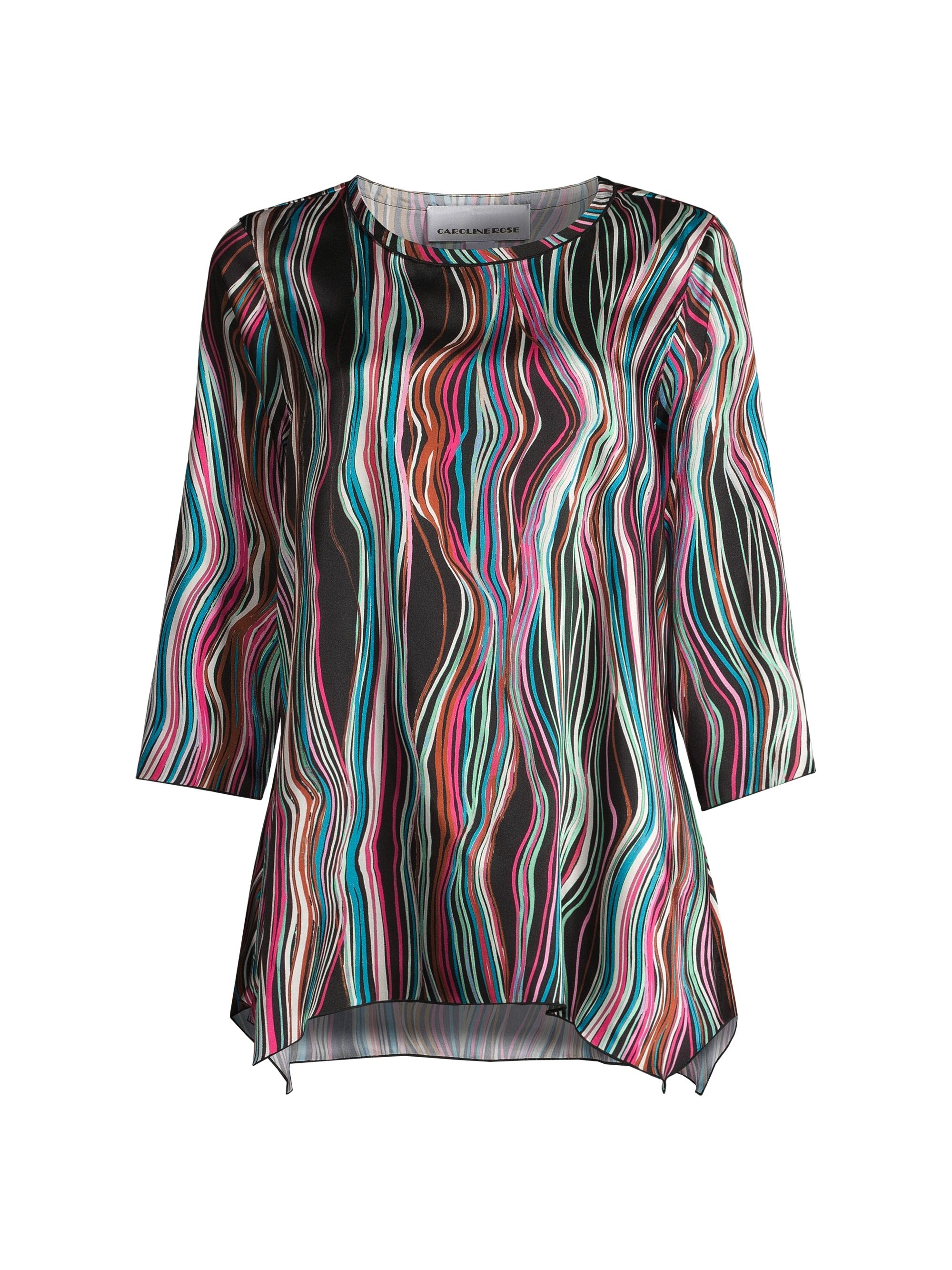 Caroline Rose Women's Wavy Striped Twill Top - Black Multi