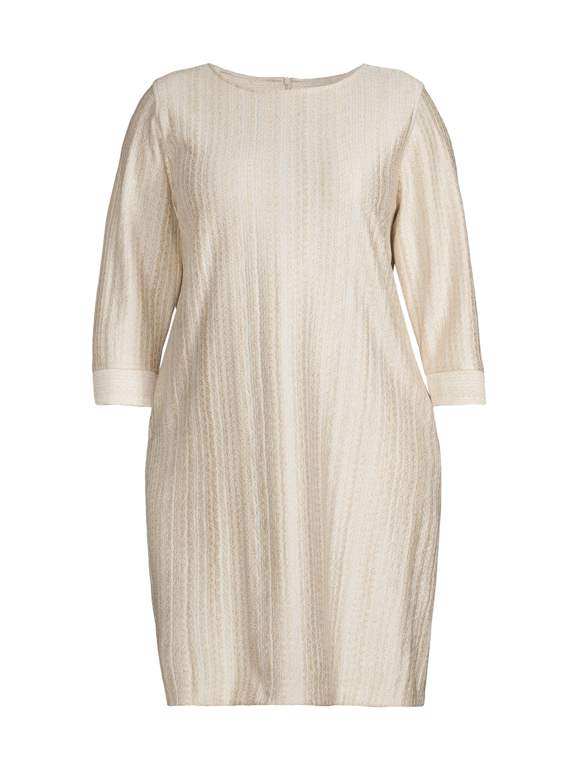 Caroline Rose Women's Golden Glow Textured Knit Knee-Length Dress -  Gold
