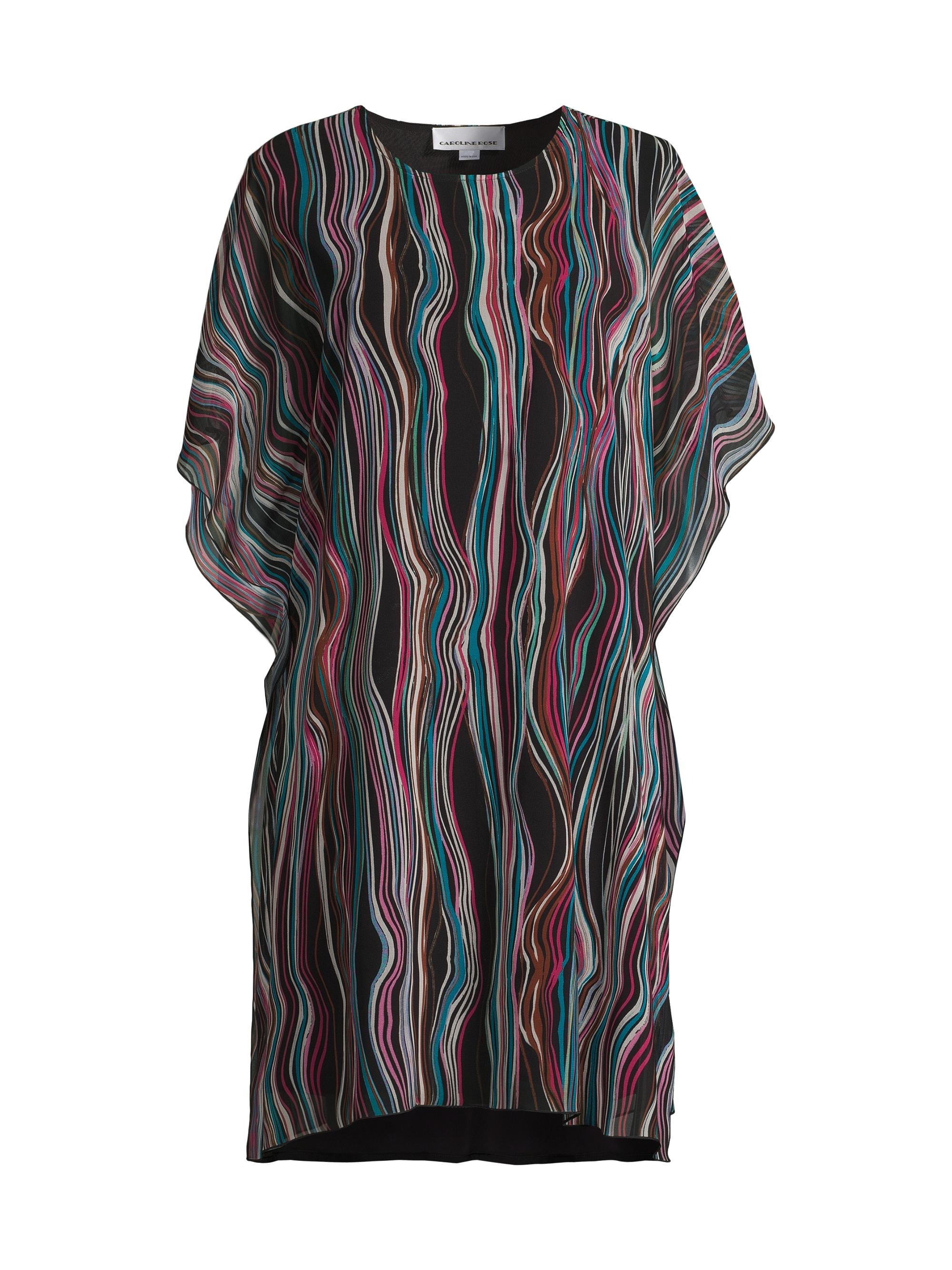 Caroline Rose Women's Wavy Striped Georgette Caftan - Black Multi