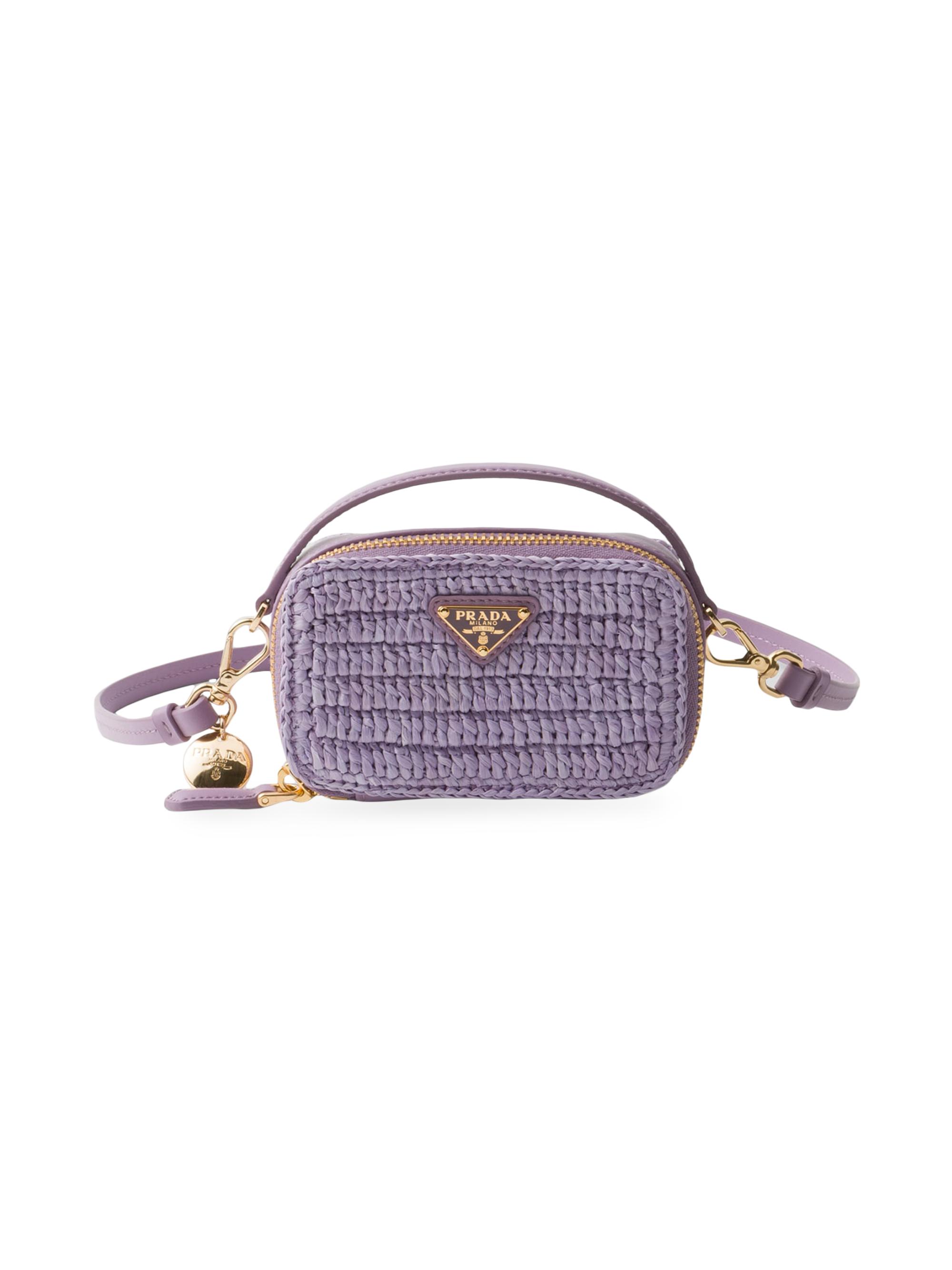 Prada Women's Crochet and Leather Mini Pouch - Green
