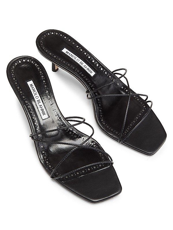 Shop Manolo Blahnik Ninfemu 50MM Leather Strappy Sandals Shop Manolo Blahnik Ninfemu 50MM Leather Strappy Sandals