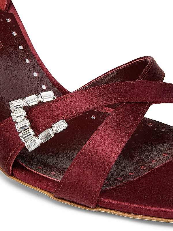 Shop Manolo Blahnik Ramisli 90MM Embellished Satin Slingback Shop Manolo Blahnik Ramisli 90MM Embellished Satin Slingback