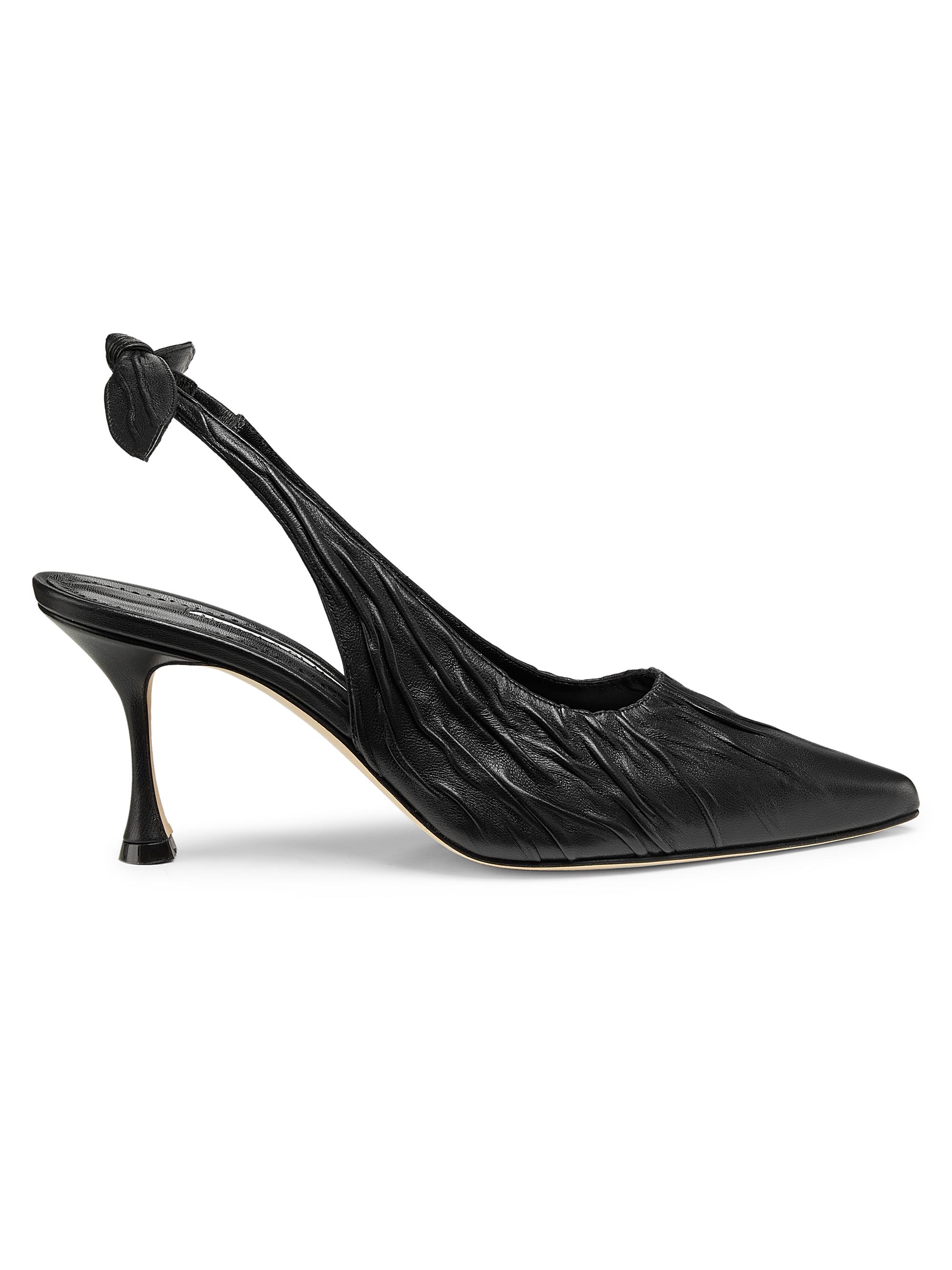 Manolo Blahnik Women's Pelagalo 70MM Leather Slingback Pumps - Black