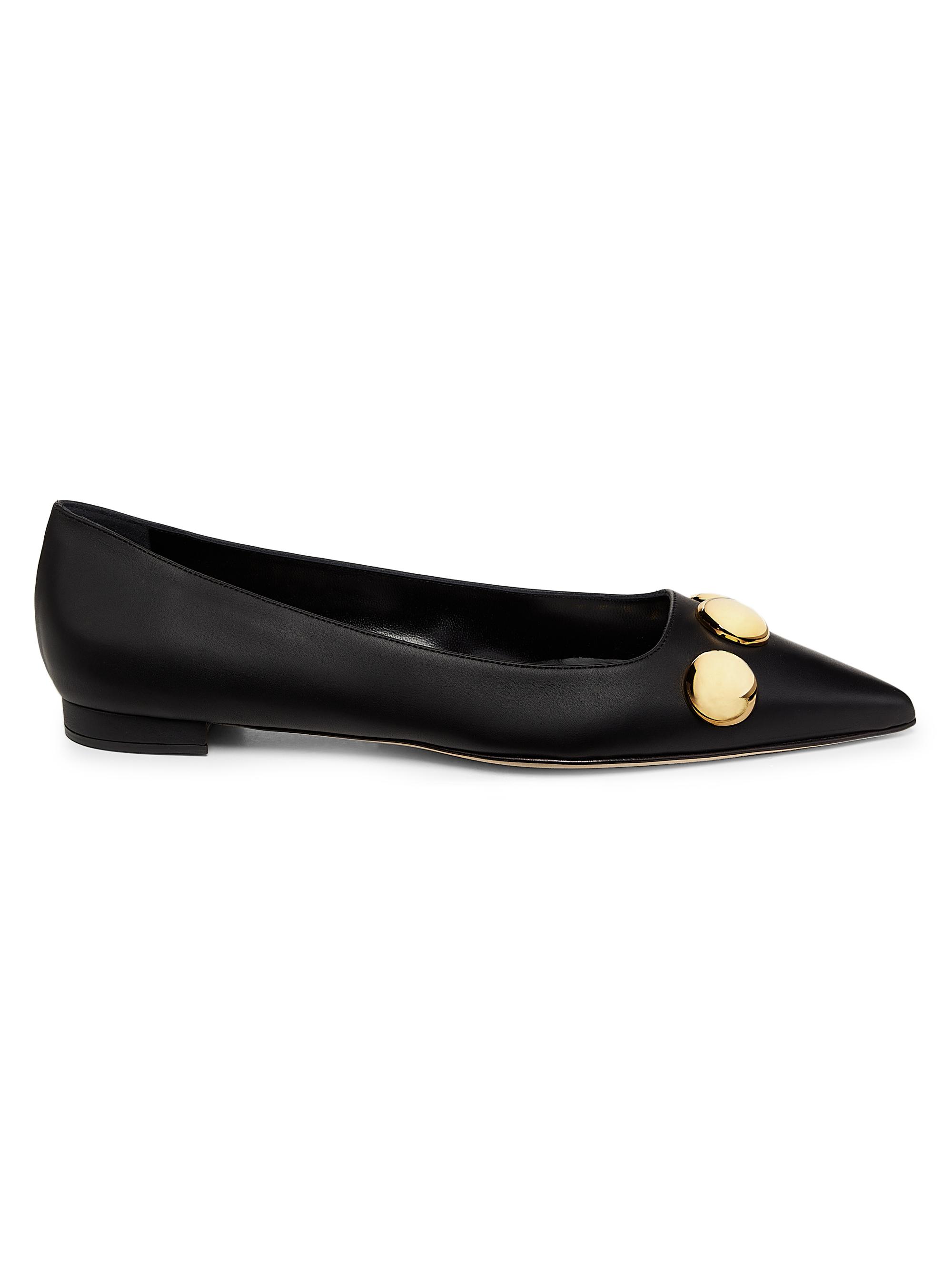 Manolo Blahnik Women's Chappaflat Embellished Leather Flats - Black