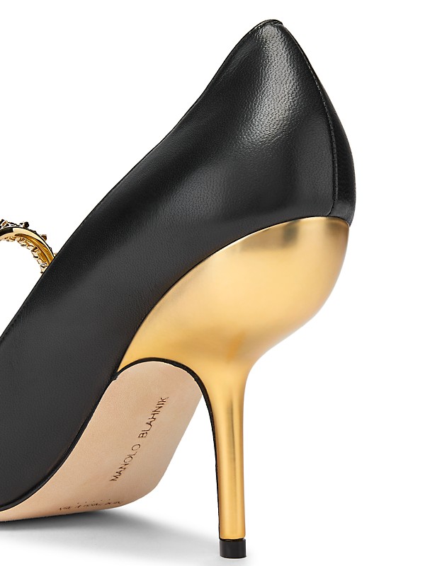 Shop Manolo Blahnik Nazma 105MM Embellished Leather Pumps Shop Manolo Blahnik Nazma 105MM Embellished Leather Pumps