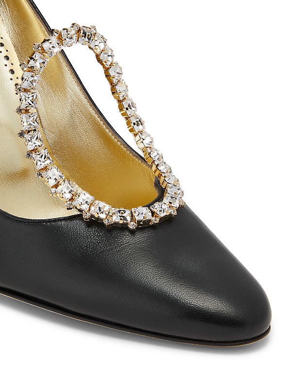 Shop Manolo Blahnik Nazma 105MM Embellished Leather Pumps Shop Manolo Blahnik Nazma 105MM Embellished Leather Pumps