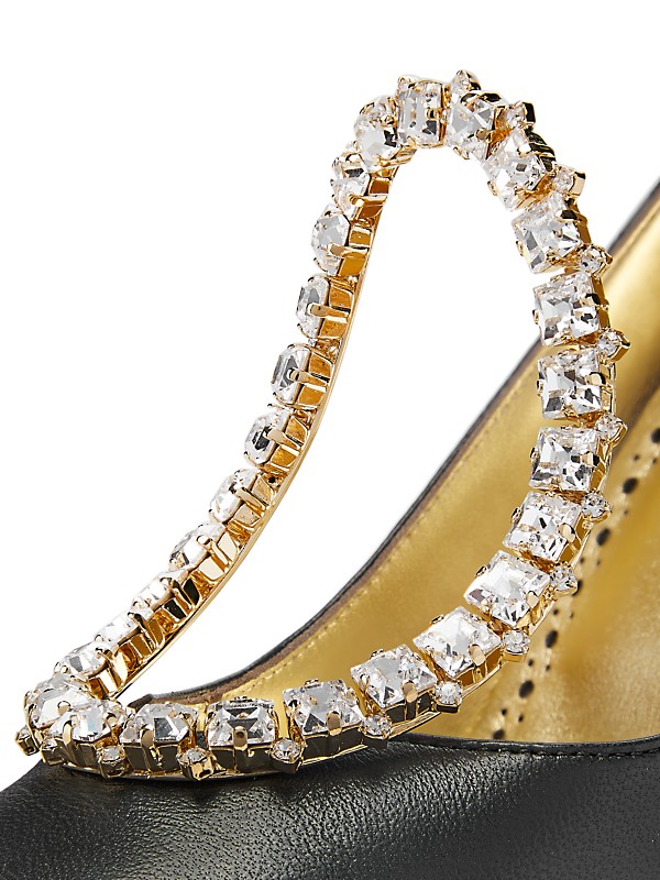 Shop Manolo Blahnik Nazma 105MM Embellished Leather Pumps Shop Manolo Blahnik Nazma 105MM Embellished Leather Pumps