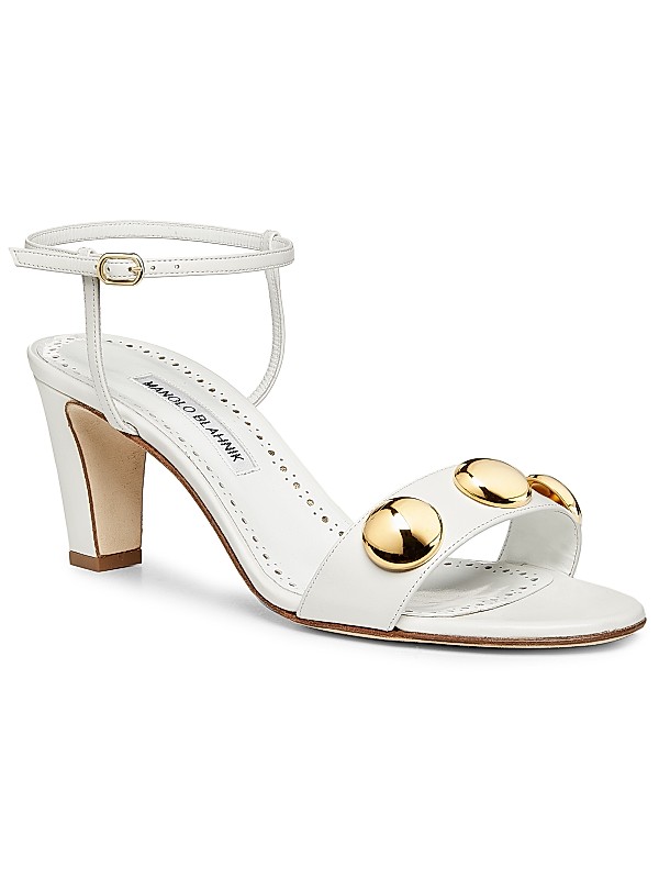 Shop Manolo Blahnik Chaouhenhi 70MM Embellished Leather Shop Manolo Blahnik Chaouhenhi 70MM Embellished Leather