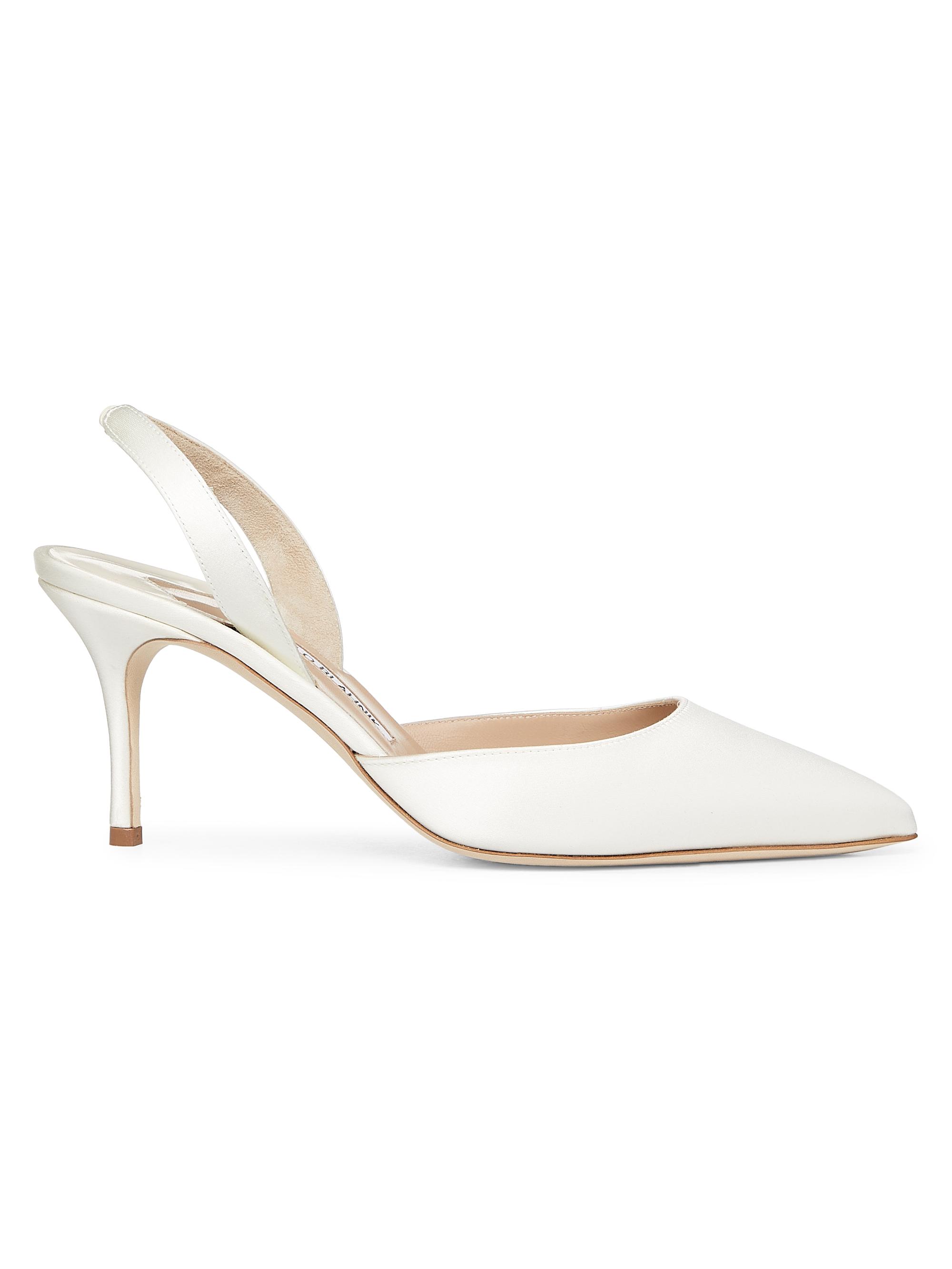 Manolo Blahnik Women's Carolyne Satin 70MM Slingback Pumps - White