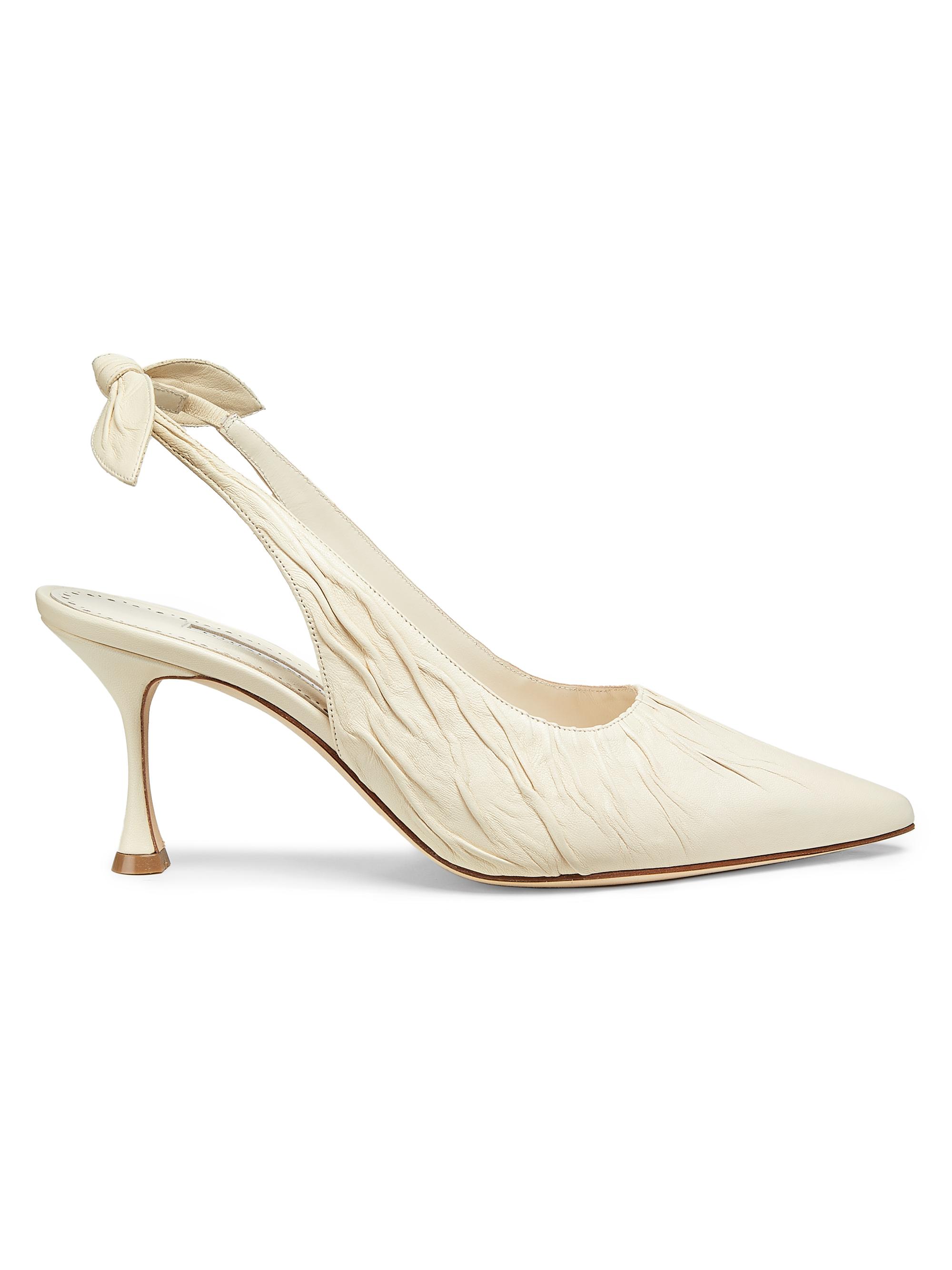 Manolo Blahnik Women's Pelagalo 70MM Leather Pumps - Cream