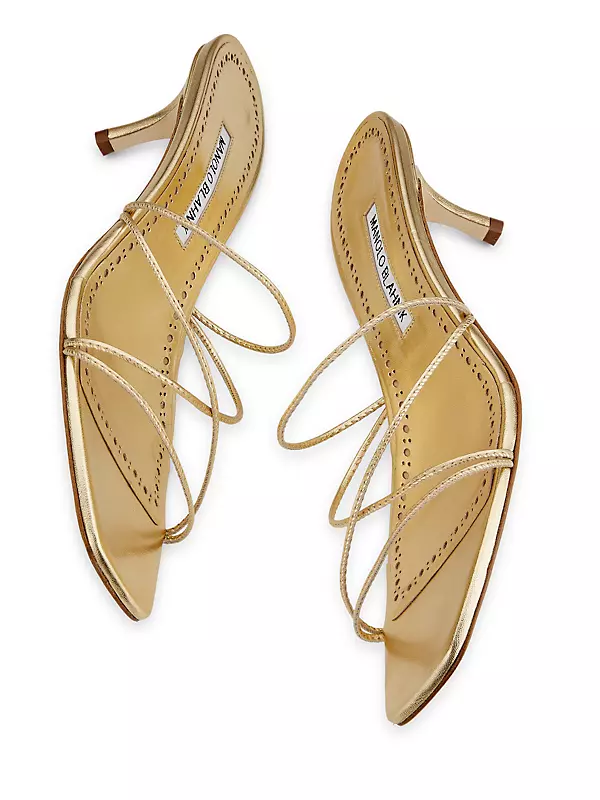 Shop Manolo Blahnik Ninfemu 50MM Leather Sandals | Saks Shop Manolo Blahnik Ninfemu 50MM Leather Sandals | Saks