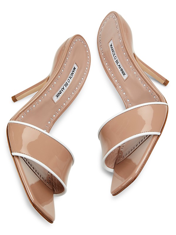 Shop Manolo Blahnik Helamu 100MM Leather Sandals | Saks Shop Manolo Blahnik Helamu 100MM Leather Sandals | Saks