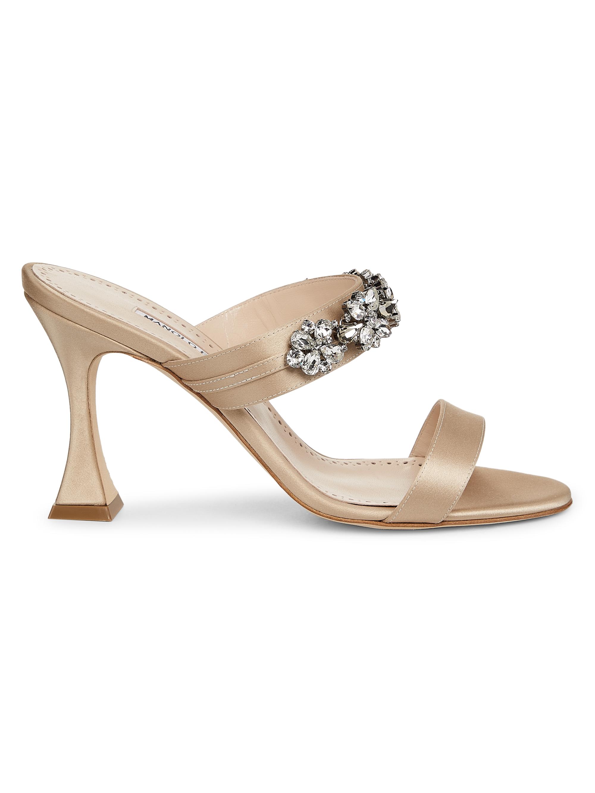 Manolo Blahnik Women's Persan 90MM Sandals - Tan