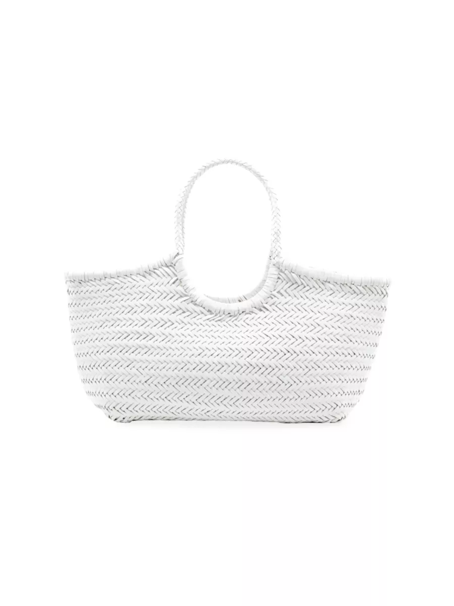 Shop Dragon Diffusion Nantucket Woven Leather Basket Bag