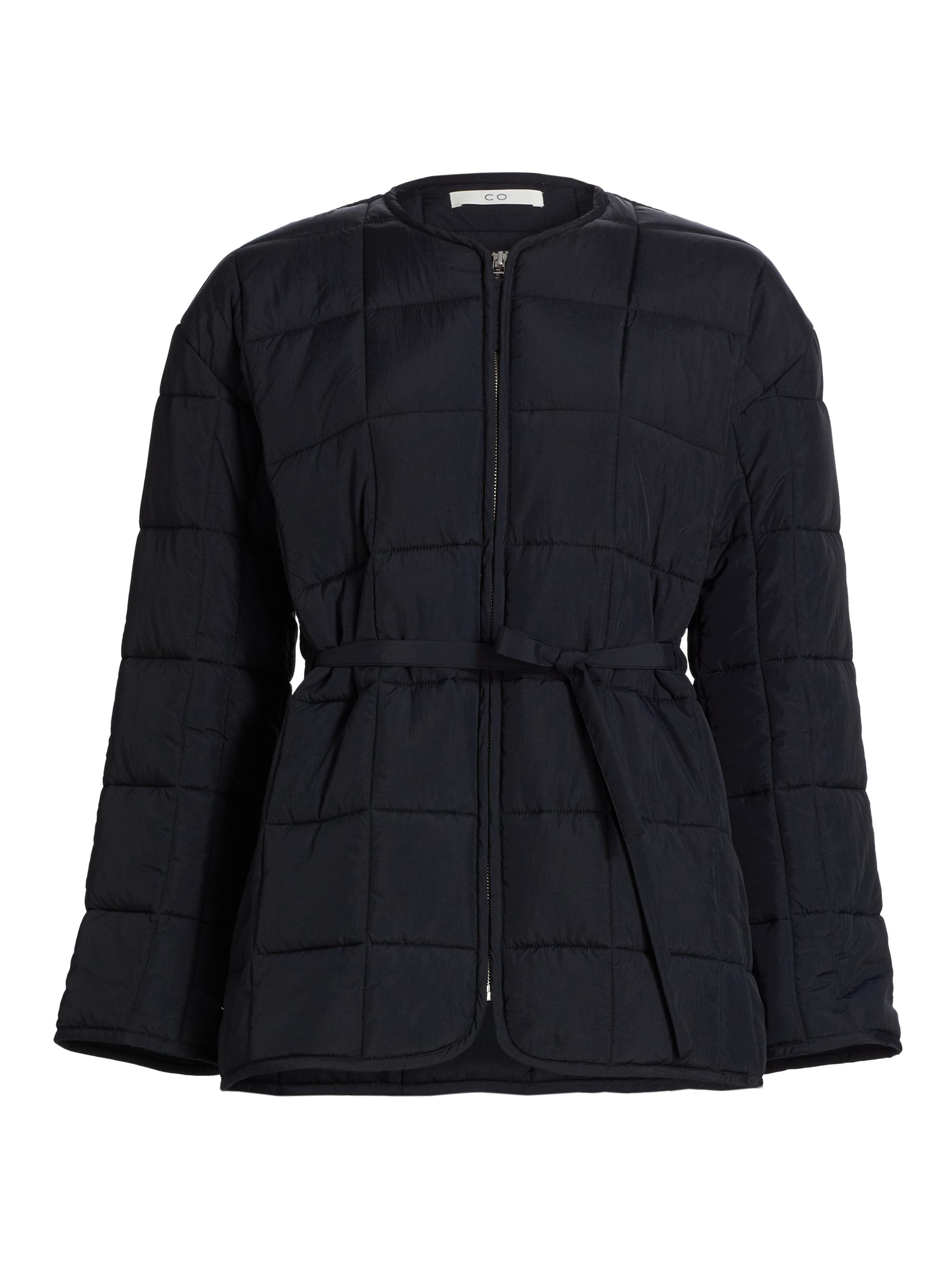 Co Women's Belted Quilted Jacket - Black Medium