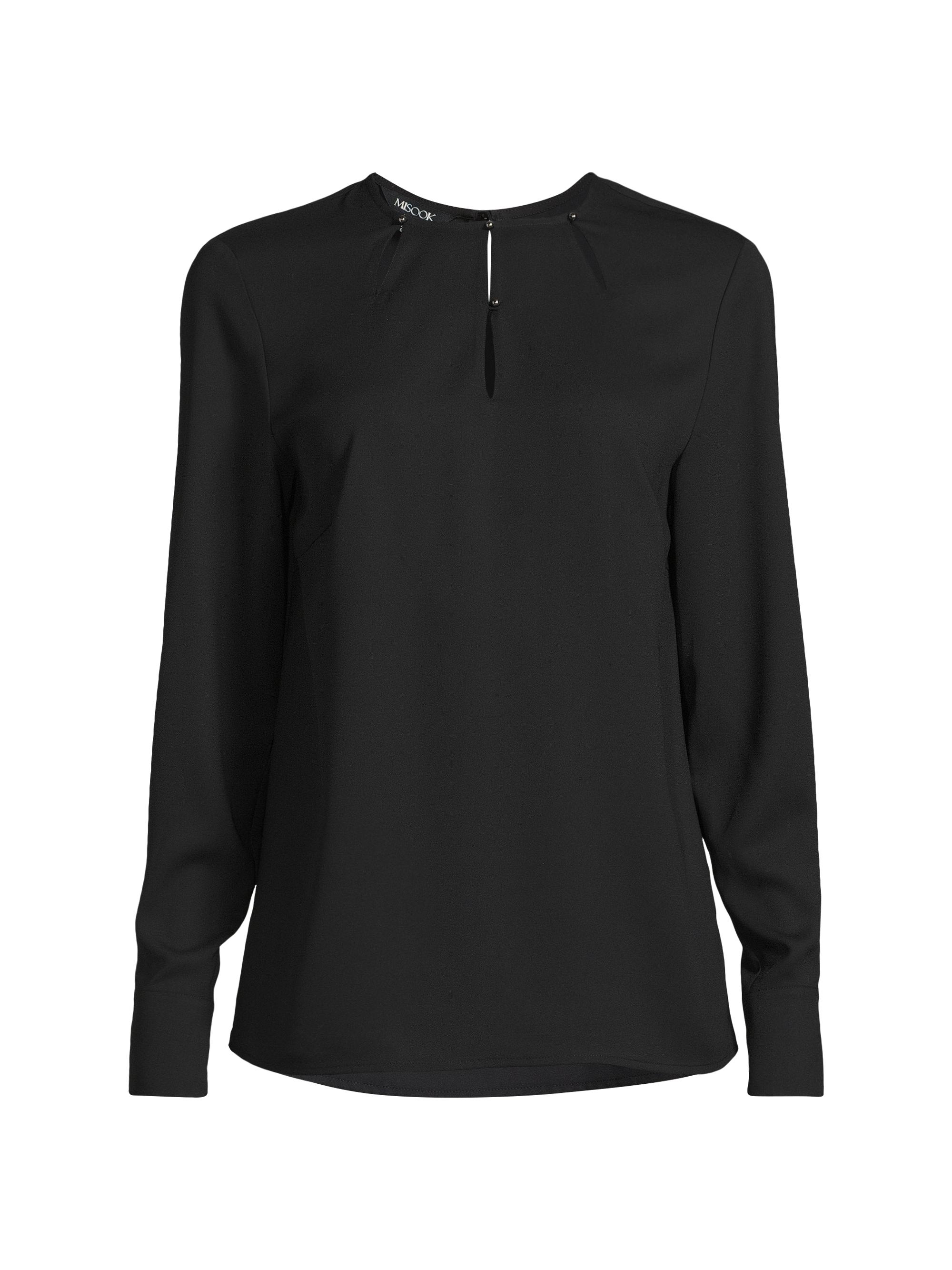 Misook Women's Embellished Crepe De Chine Blouse - Black