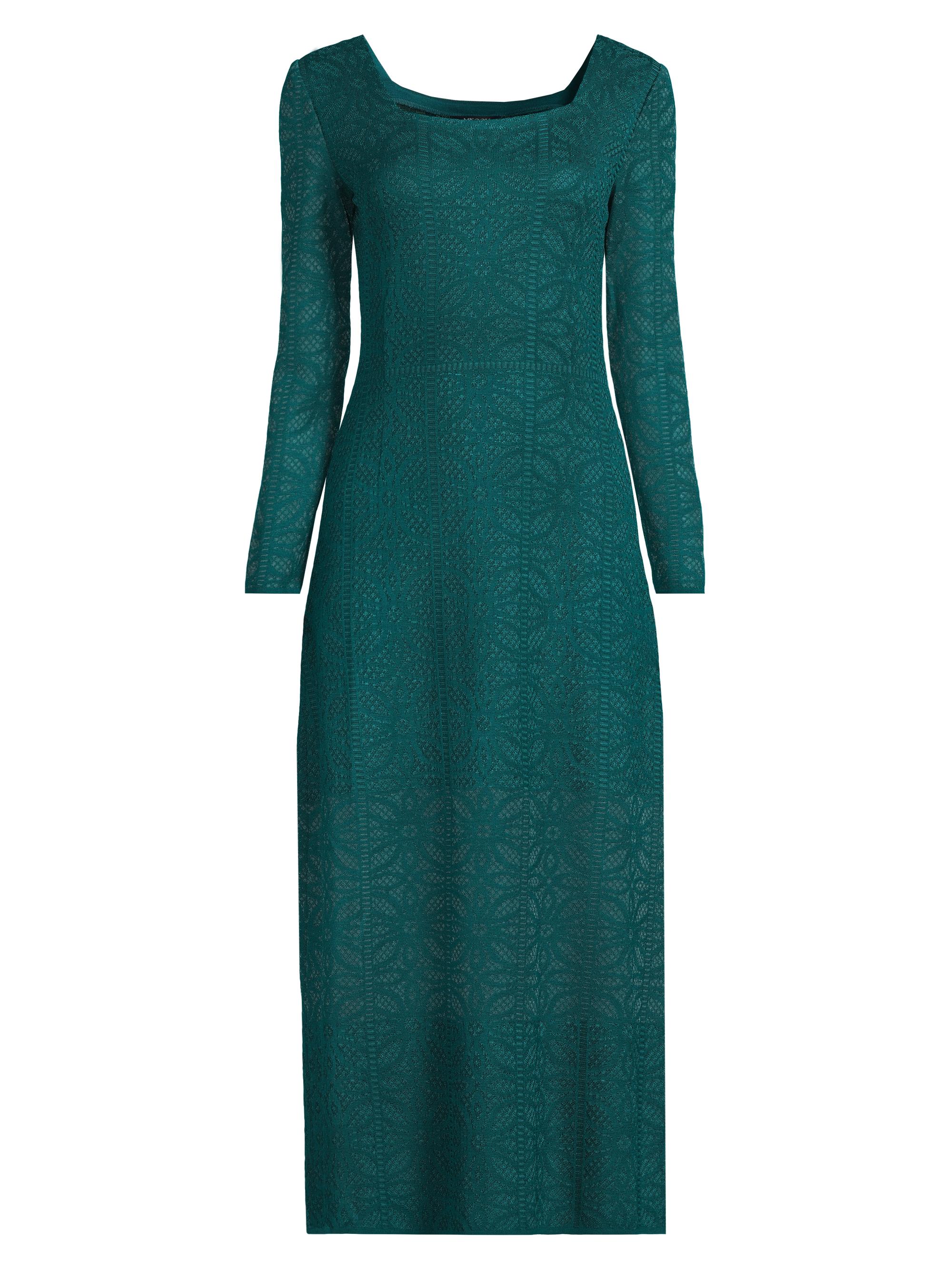 Misook Women's Long-Sleeve Jacquard Knit Maxi Dress - Spruce