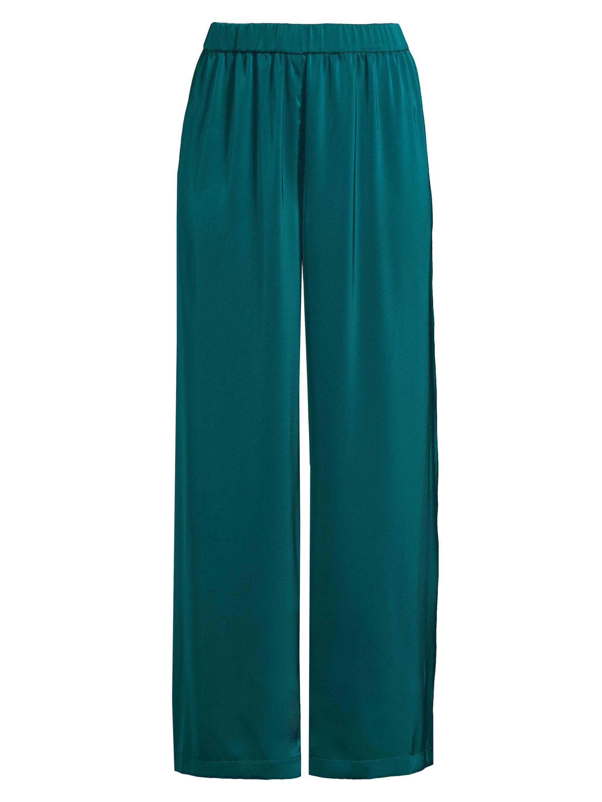 Misook Women's Pleated Charmeuse Wide-Leg Pants - Spruce