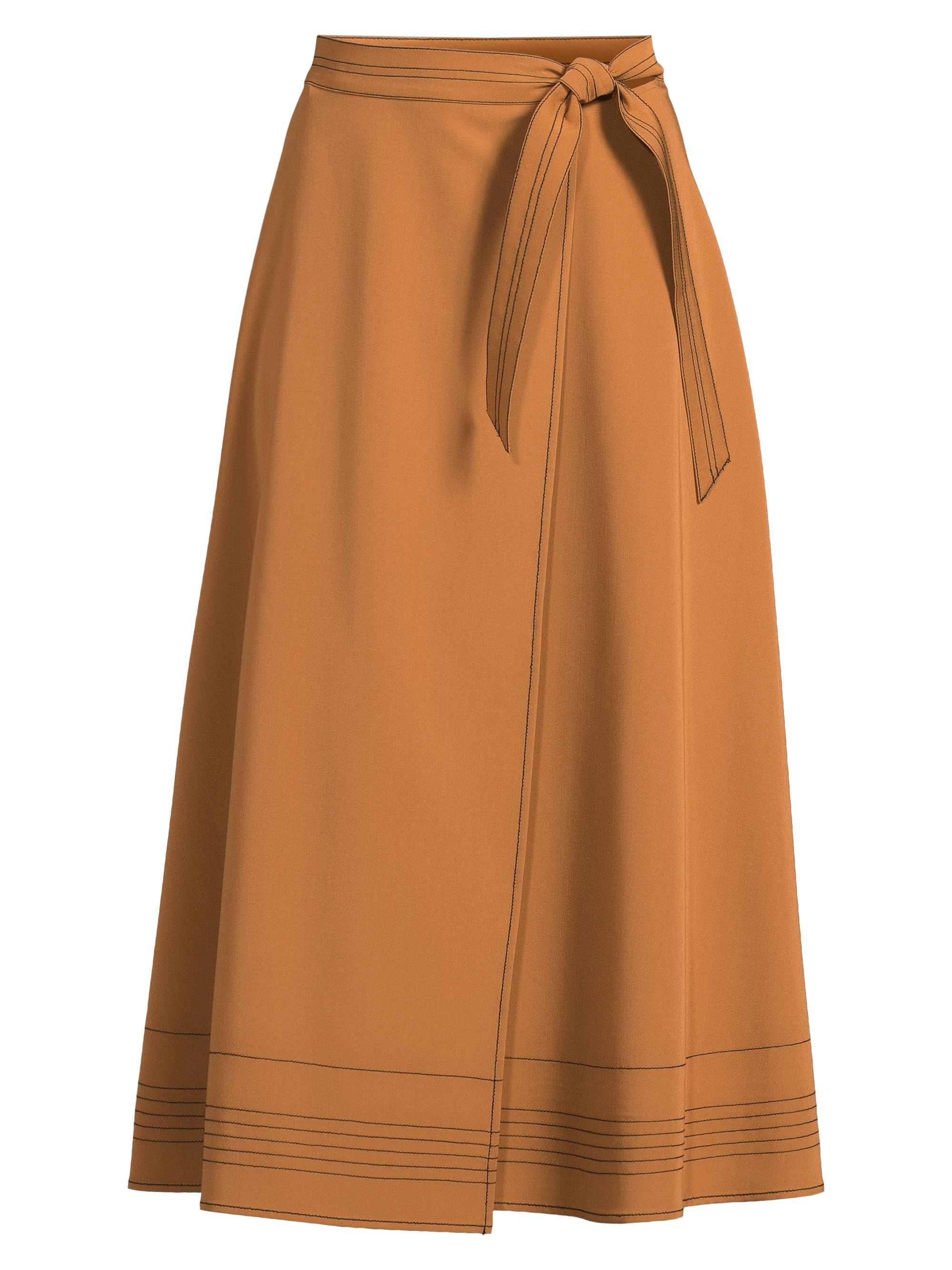Misook Women's Contrast Stitch Midi Wrap Skirt - Copper Black