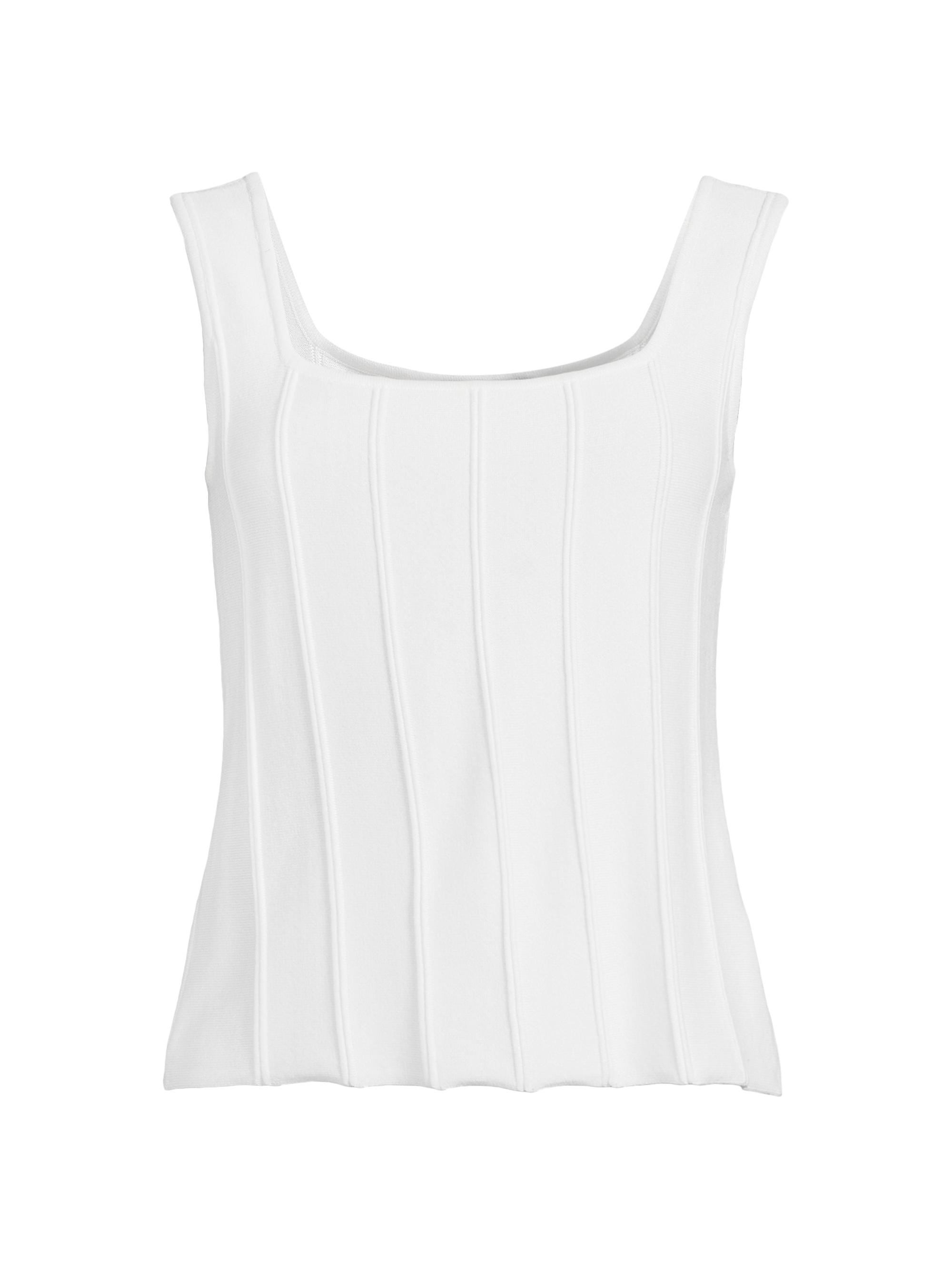 Misook Women's Soft Knit Ribbed Tank Top - White
