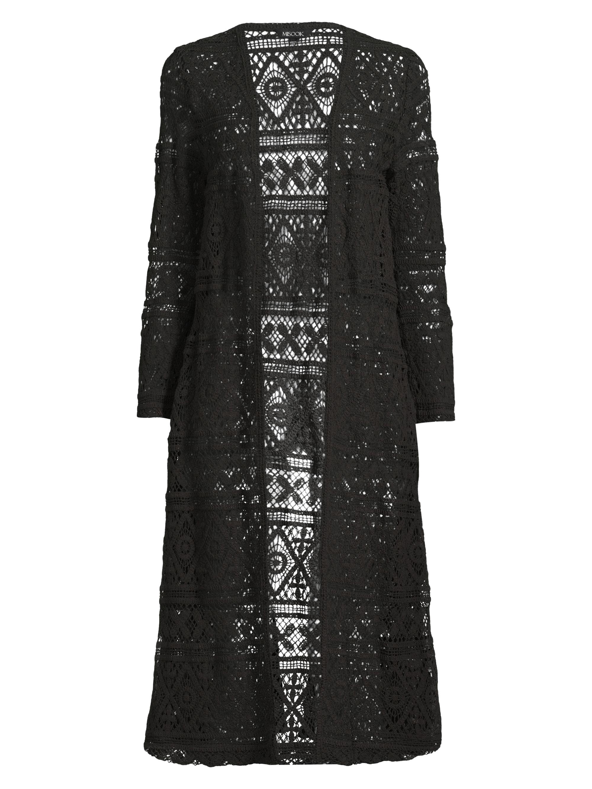 Misook Women's Heritage Crochet Duster - Black