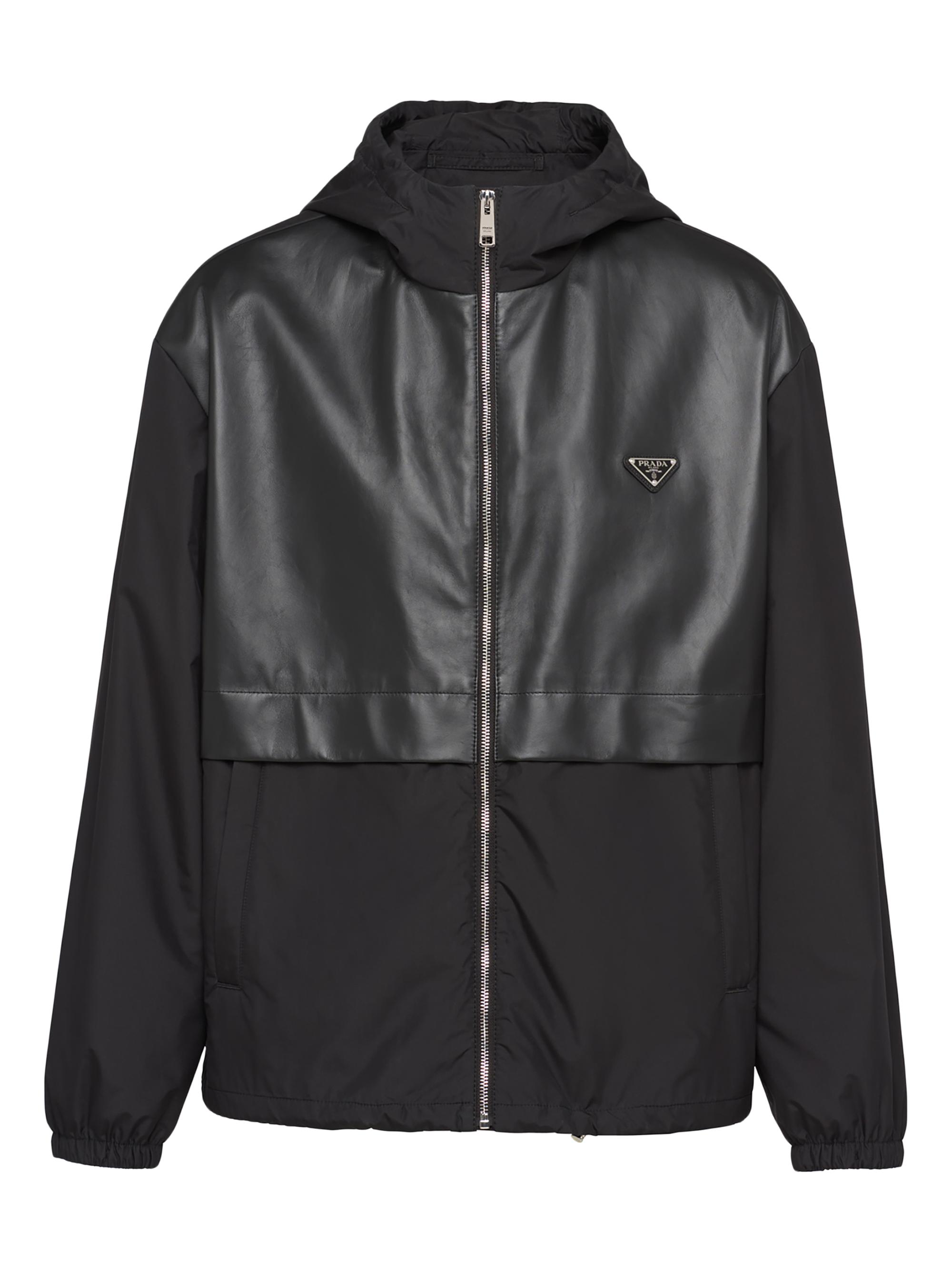 Prada Men's Silk and Leather Blouson Jacket - Black