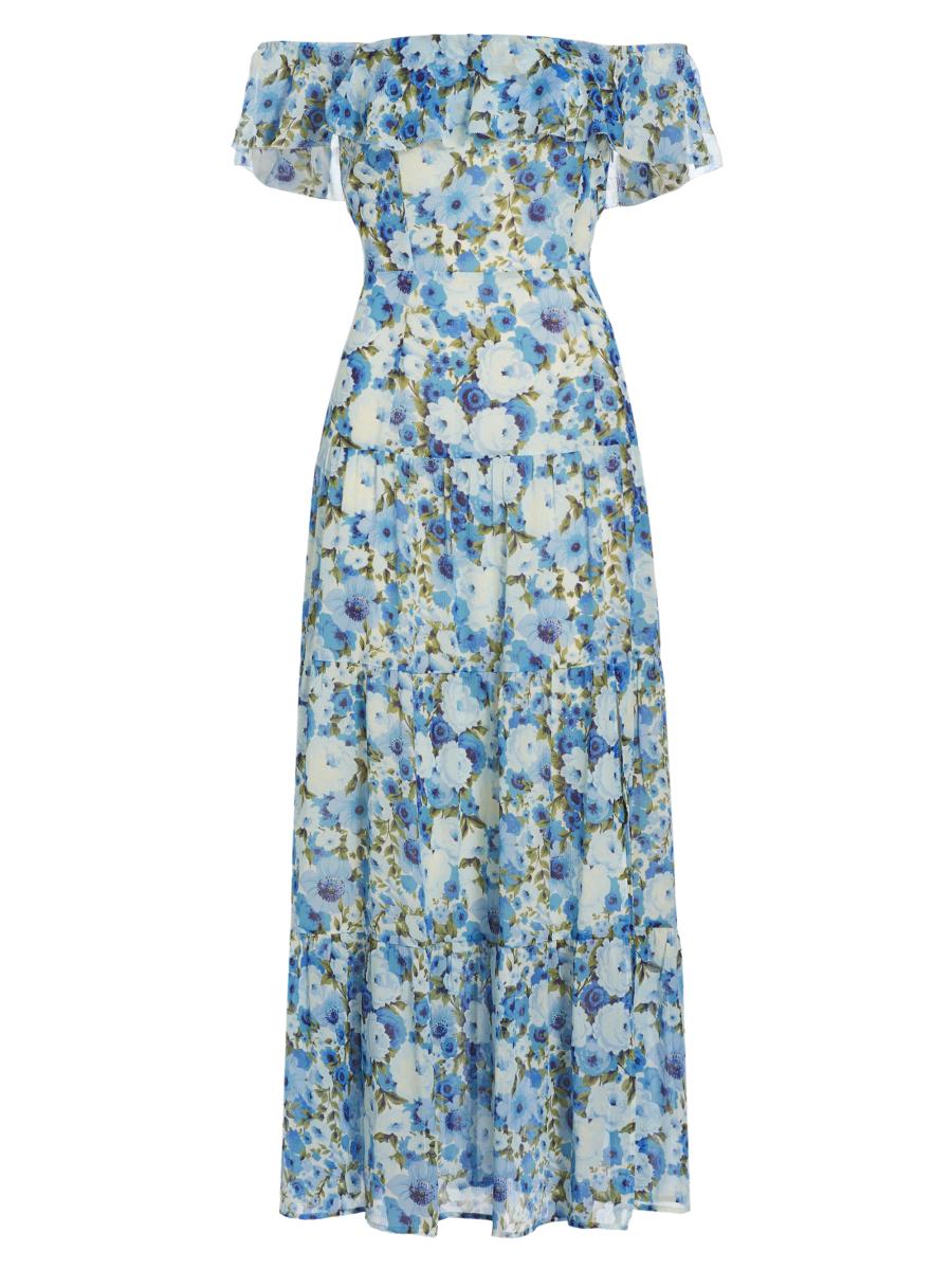 Leaves of Grass, New York Aria printed silk chiffon maxi