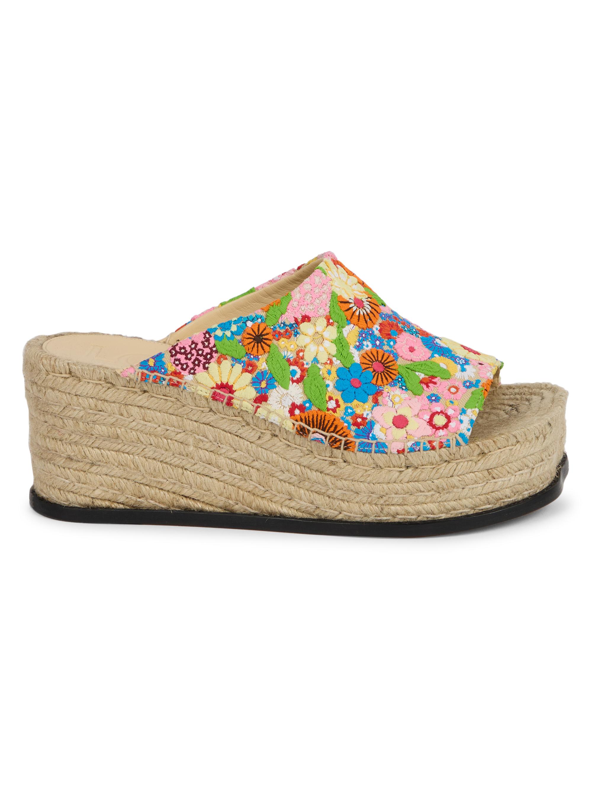 LOEWE Women's  x Paula's Ibiza Floral-Embroidered Canvas Espadrille Sandals