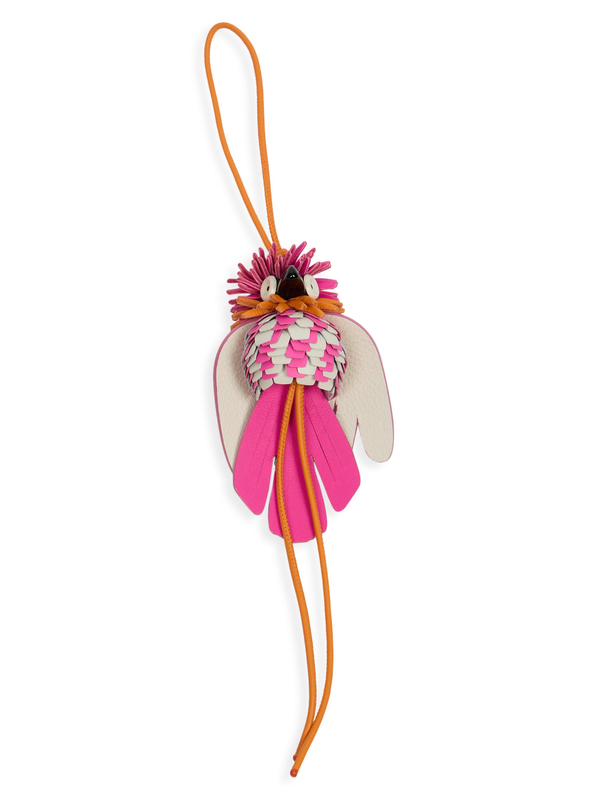 LOEWE Women's  x Paula's Ibiza Exotic Bird Leather Charm - Fuchsia Bright Orange