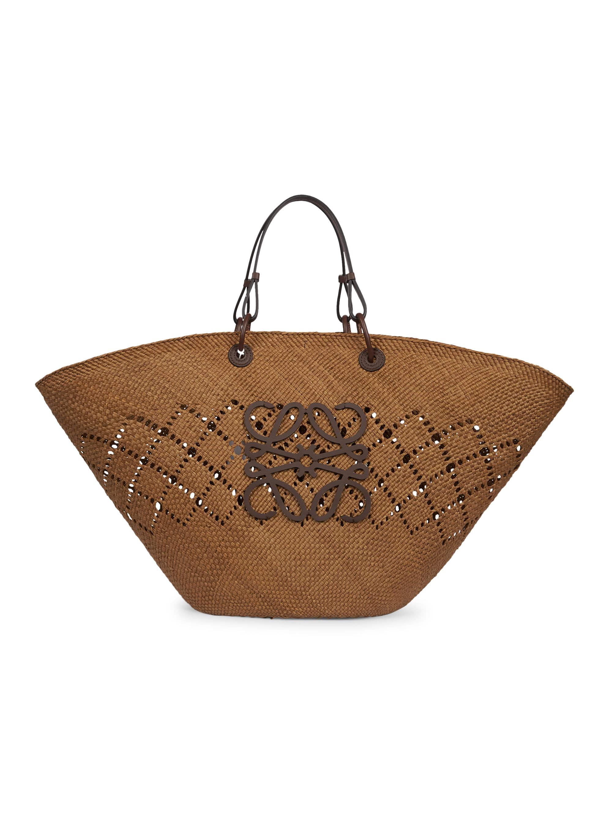 LOEWE Women's  x Paula's Ibiza  Ajoure Anagram Basket Bag - Olive Chestnut