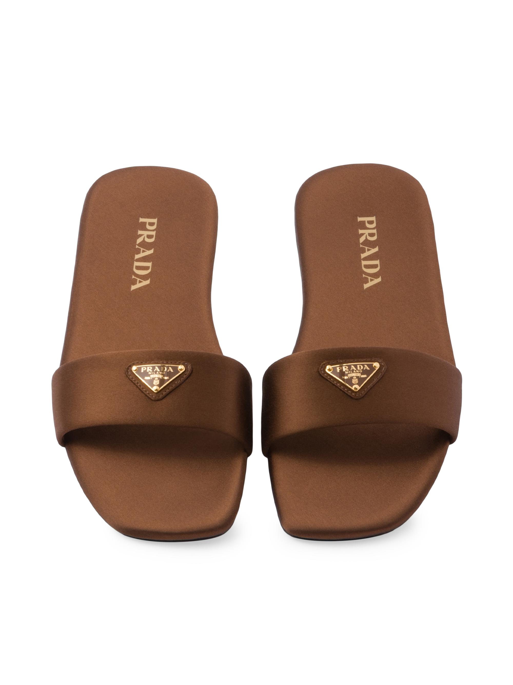 PRADA ブラウン スライドサンダル Prada Satin Slides | Saks Fifth Avenue