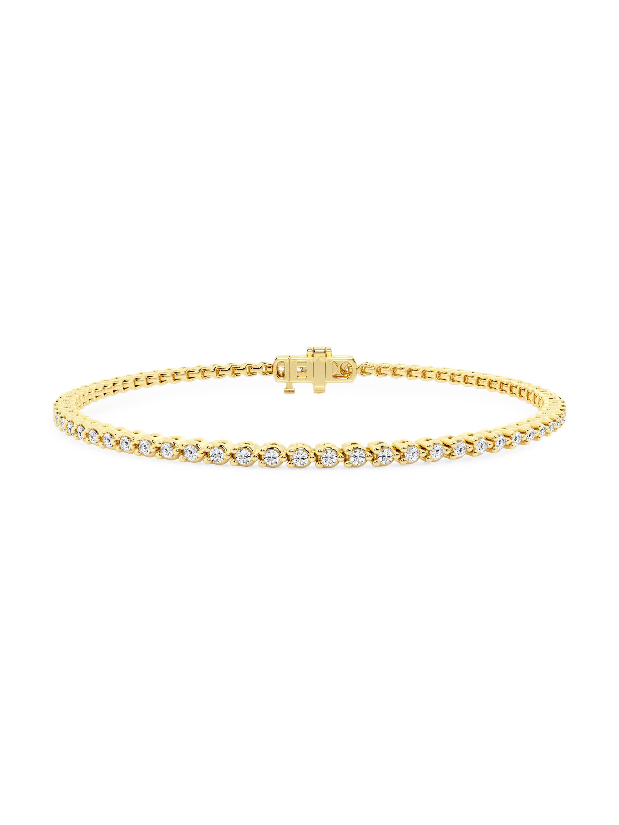 Saks Fifth Avenue Collection Women's 14K Yellow Gold & Round Lab-Grown Diamond 3-Prong Tennis Bracelet/1.00-10.00 TCW - 1 Tcw