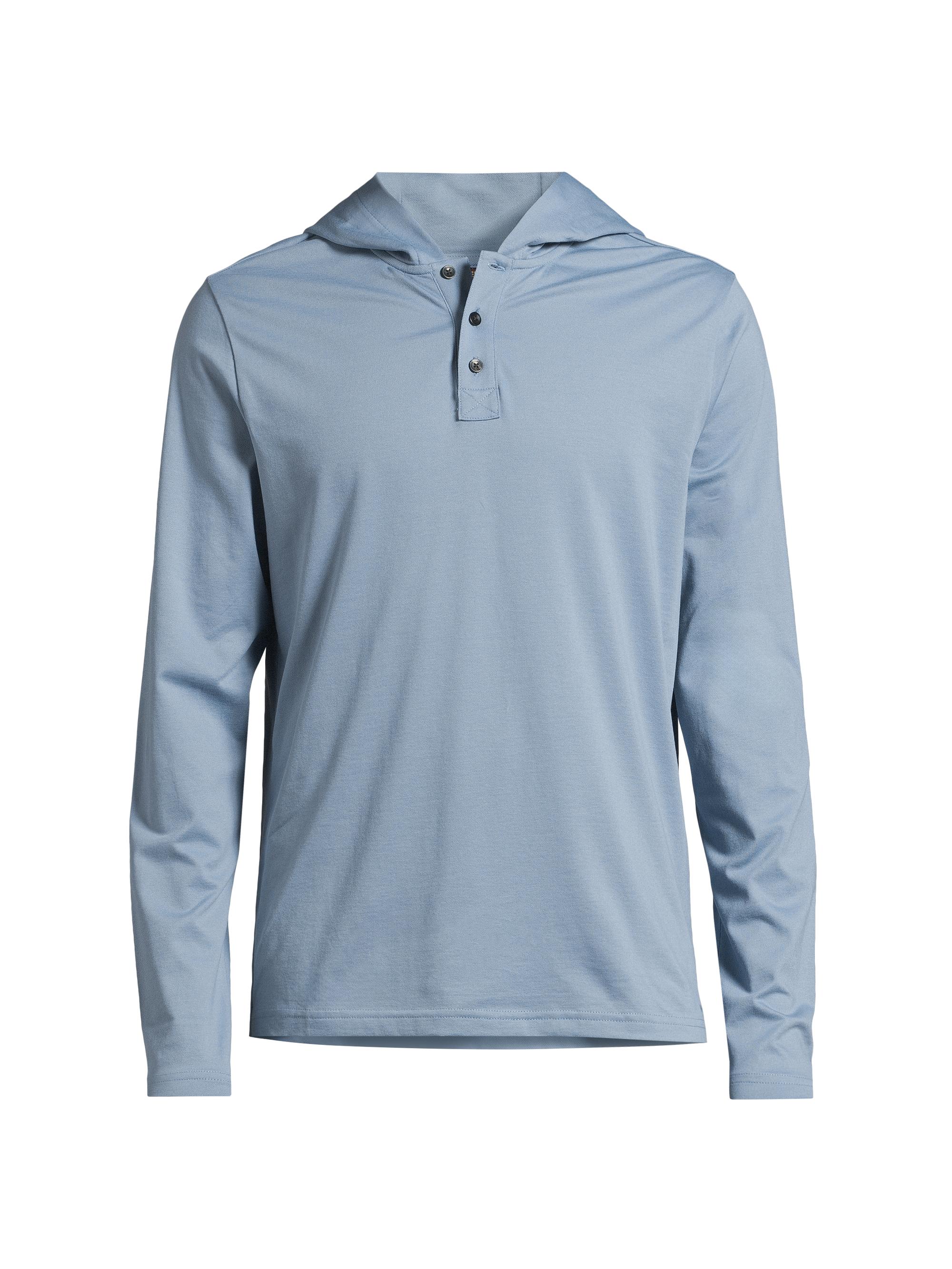 Michael Kors Men's Cotton-Blend Henley Hoodie - Chambray