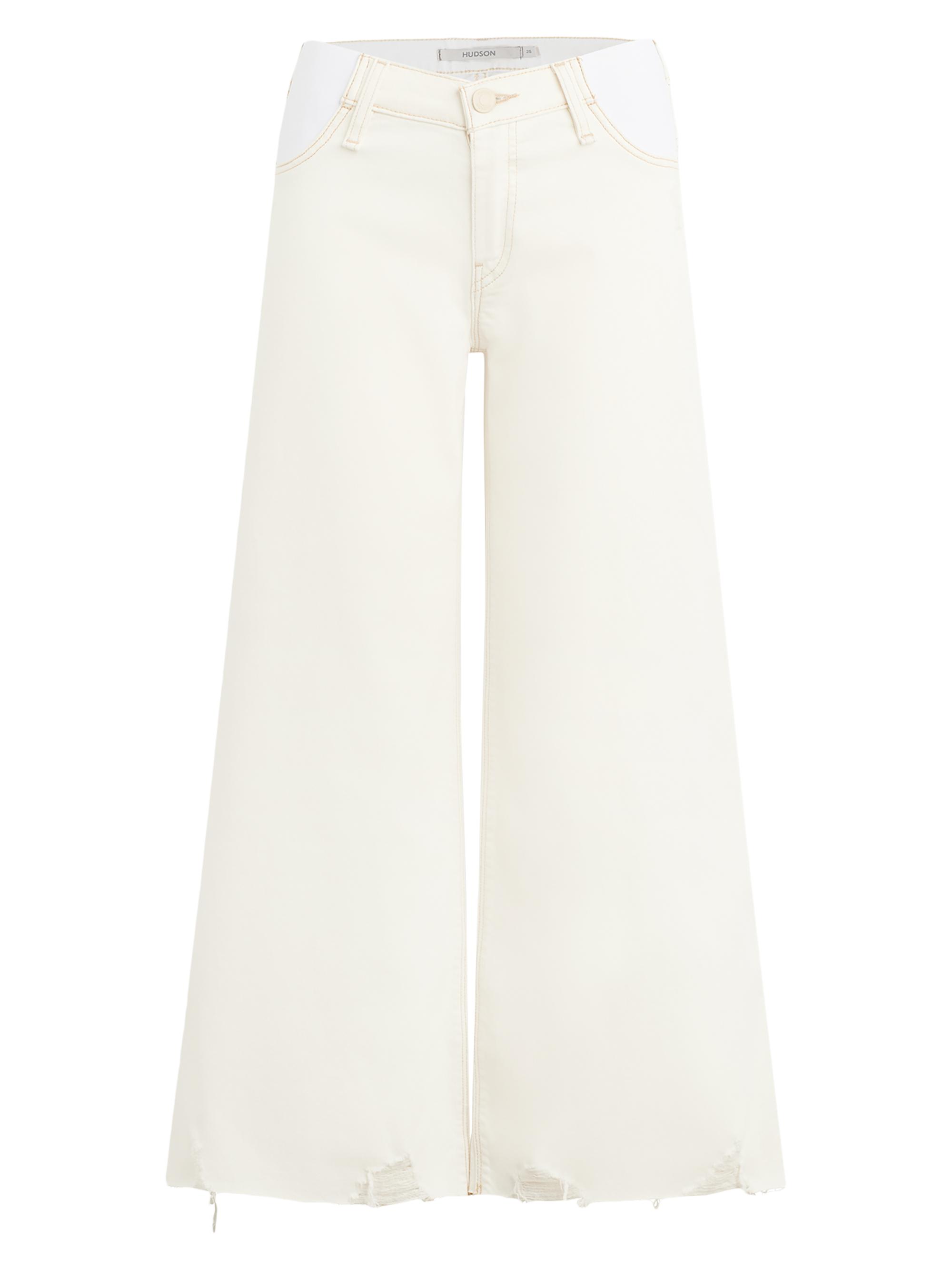Hudson Jeans Women's James Maternity Wide-Leg Jeans - Ecru Destructed Hem