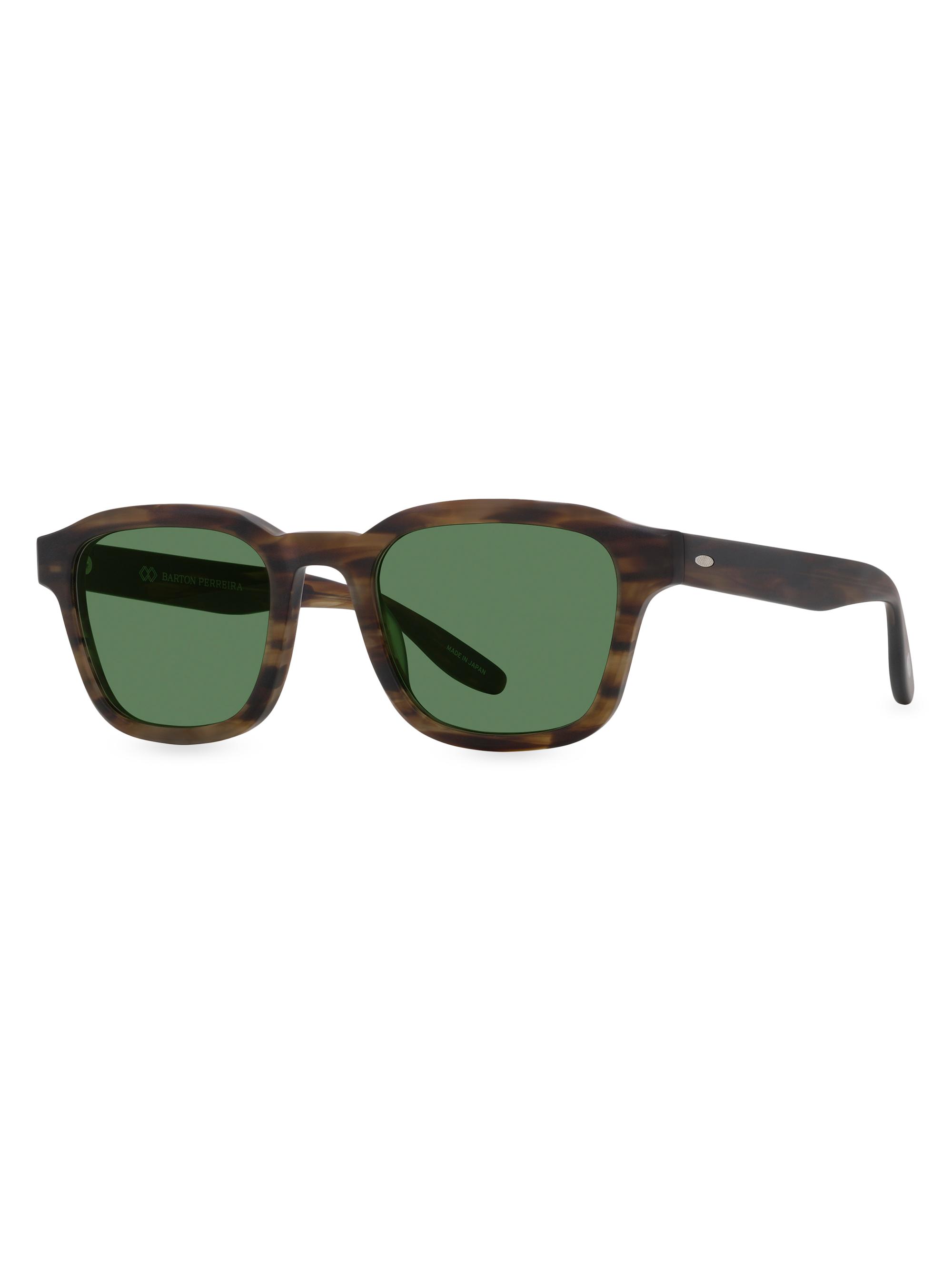 Barton Perreira Men's Winton 51MM Square Sunglasses - Matte Sulcata Tortoise Forest