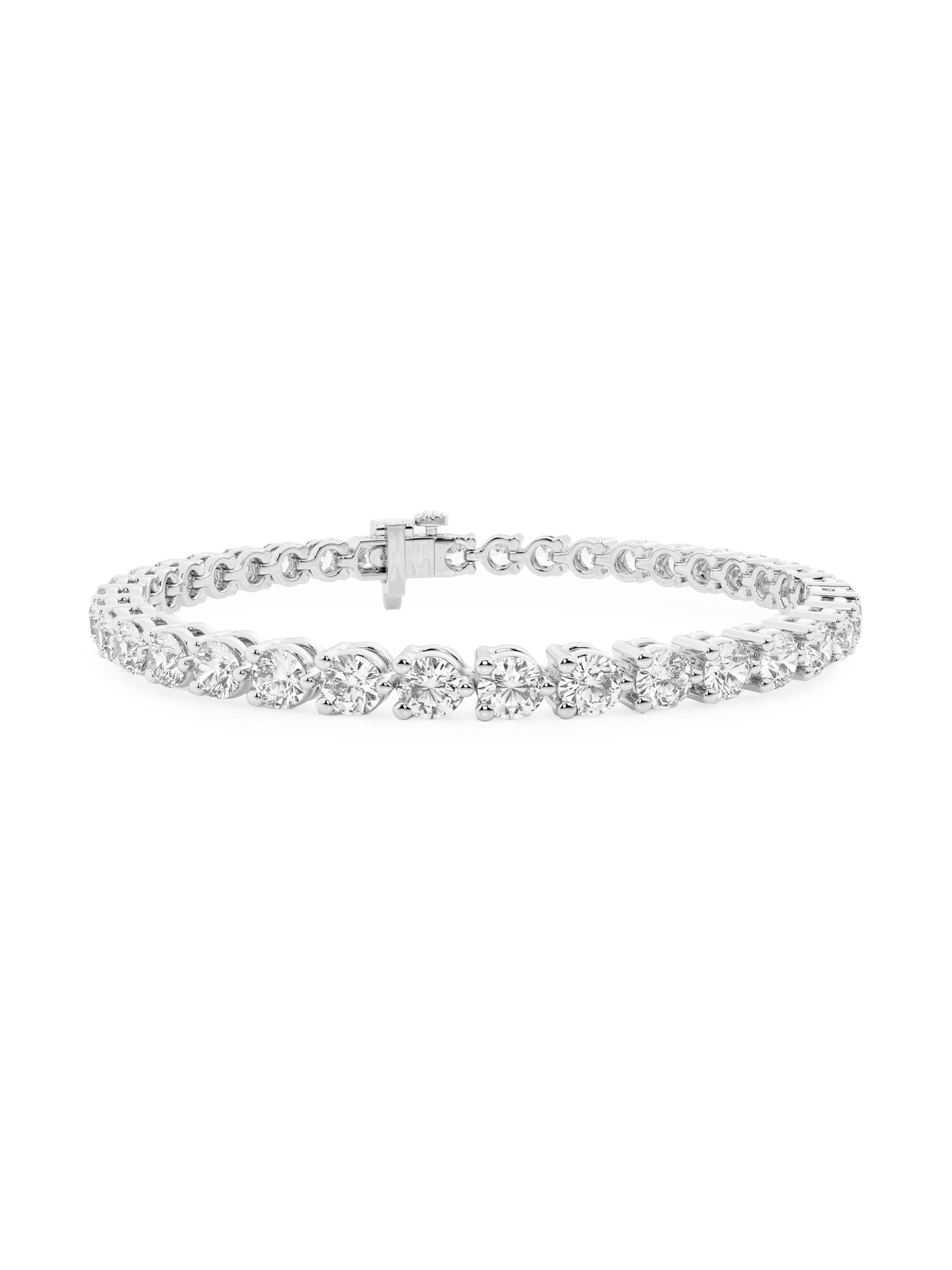 Saks Fifth Avenue Collection Women's Platinum & Round Lab-Grown Diamond 3-Prong Tennis Bracelet/1.00-10.00 TCW Tcw