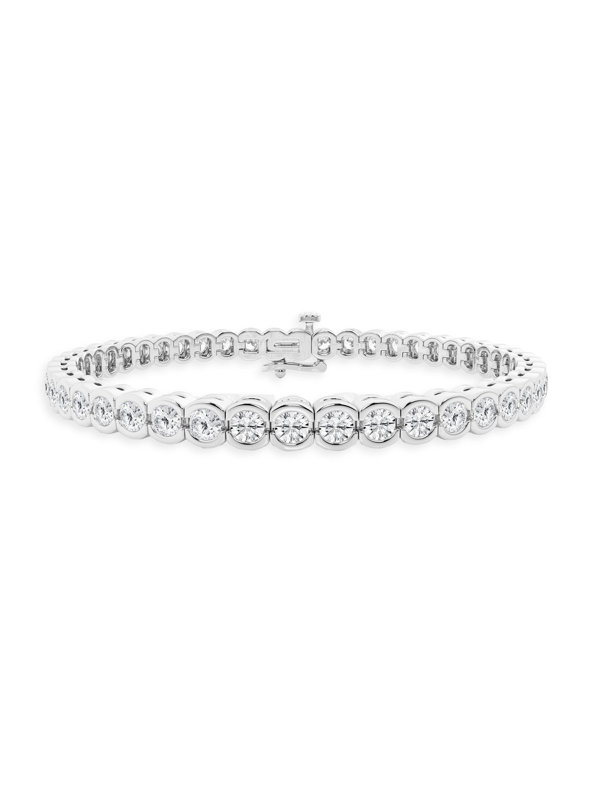 Saks Fifth Avenue Collection Women's 14K White Gold & Round Lab-Grown Diamond Bezel Tennis Bracelet/1.00-10.00 TCW - 10 Tcw