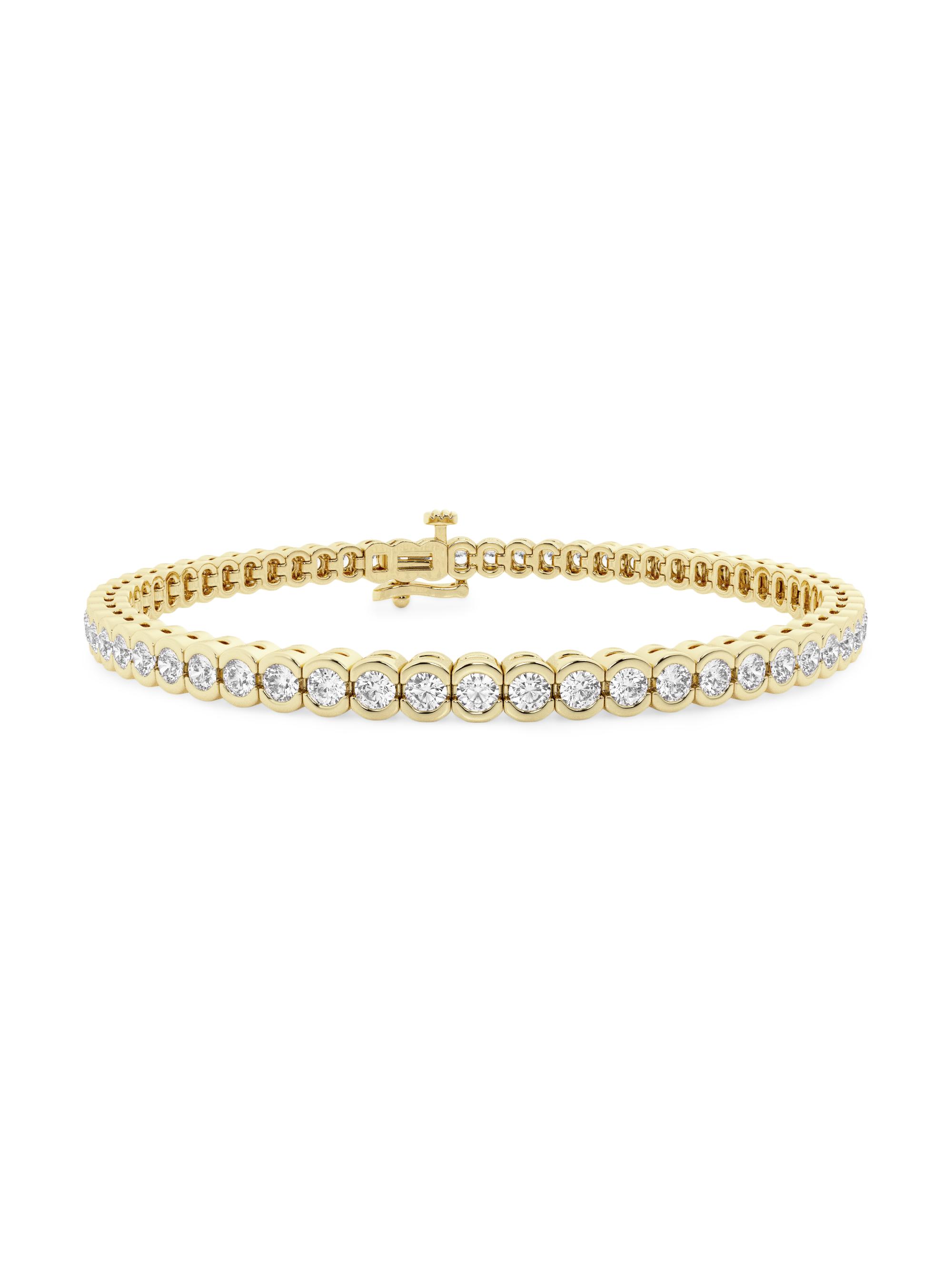 Saks Fifth Avenue Collection Women's 14K Yellow Gold & Round Lab-Grown Diamond Bezel Tennis Bracelet/1.00-10.00 TCW - 4 Tcw