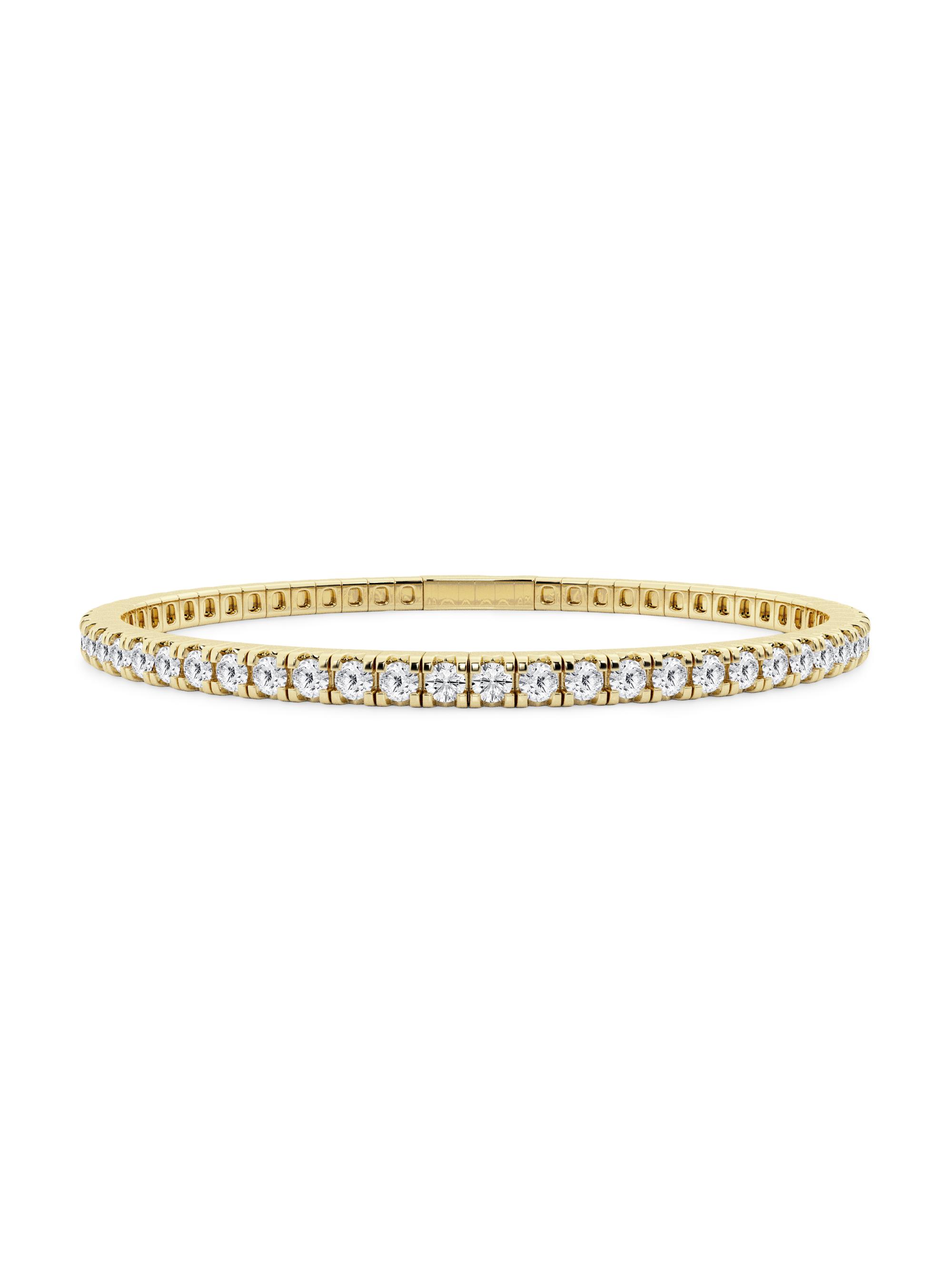 Saks Fifth Avenue Collection Women's 14K Yellow Gold & Round Lab-Grown Diamond Flexible Tennis Bangle/1.00-10.00 TCW - 5 Tcw