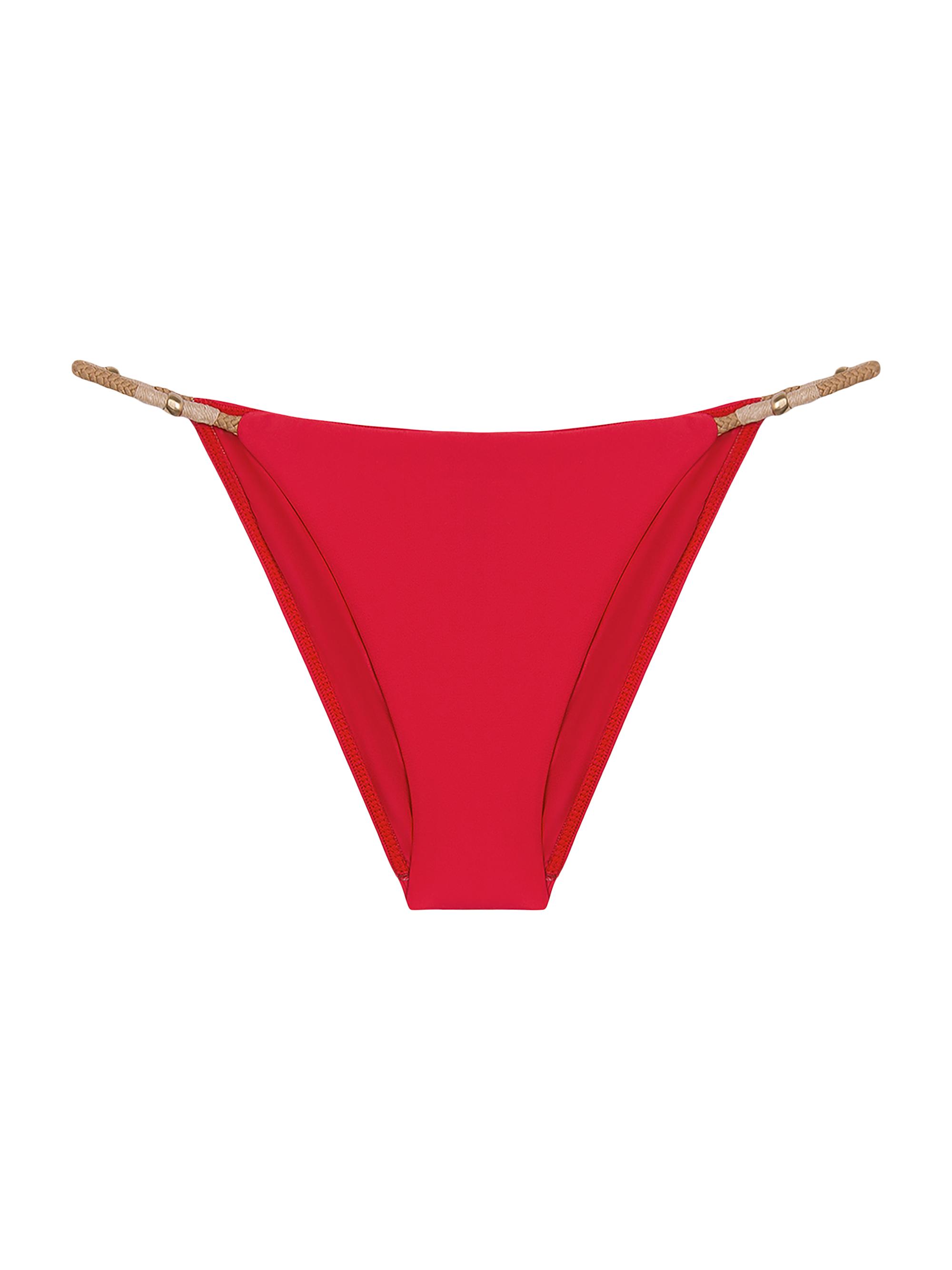 ViX by Paula Hermanny Women's Solid Layla 24K Beaded String Bikini Bottom - Red