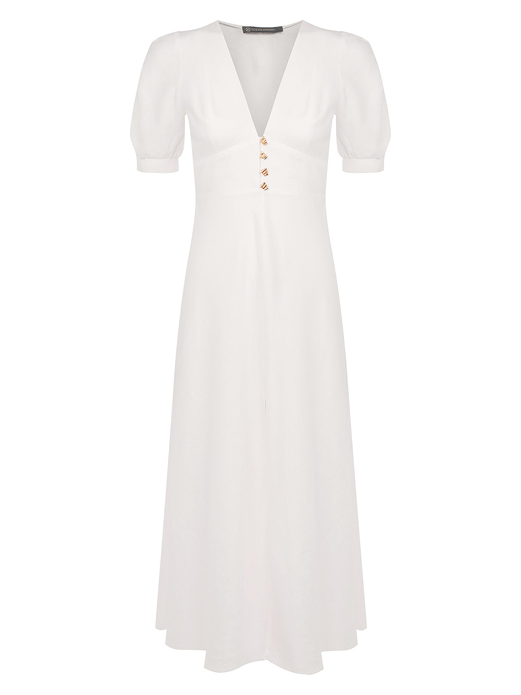 ViX by Paula Hermanny Women's Irida Linen-Blend Midi-Dress - Off White