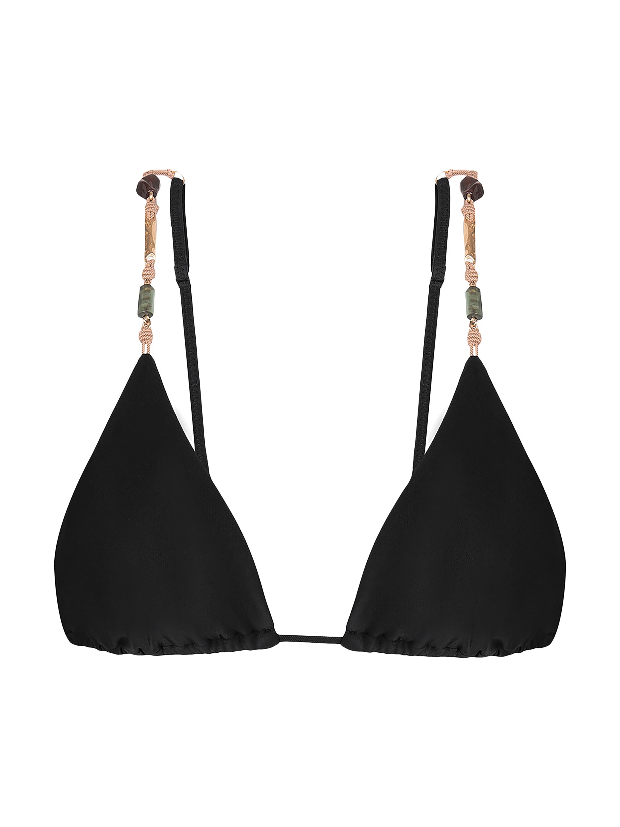 ViX by Paula Hermanny Women's Solid Kaia Triangle Parallel Bikini Top - Black