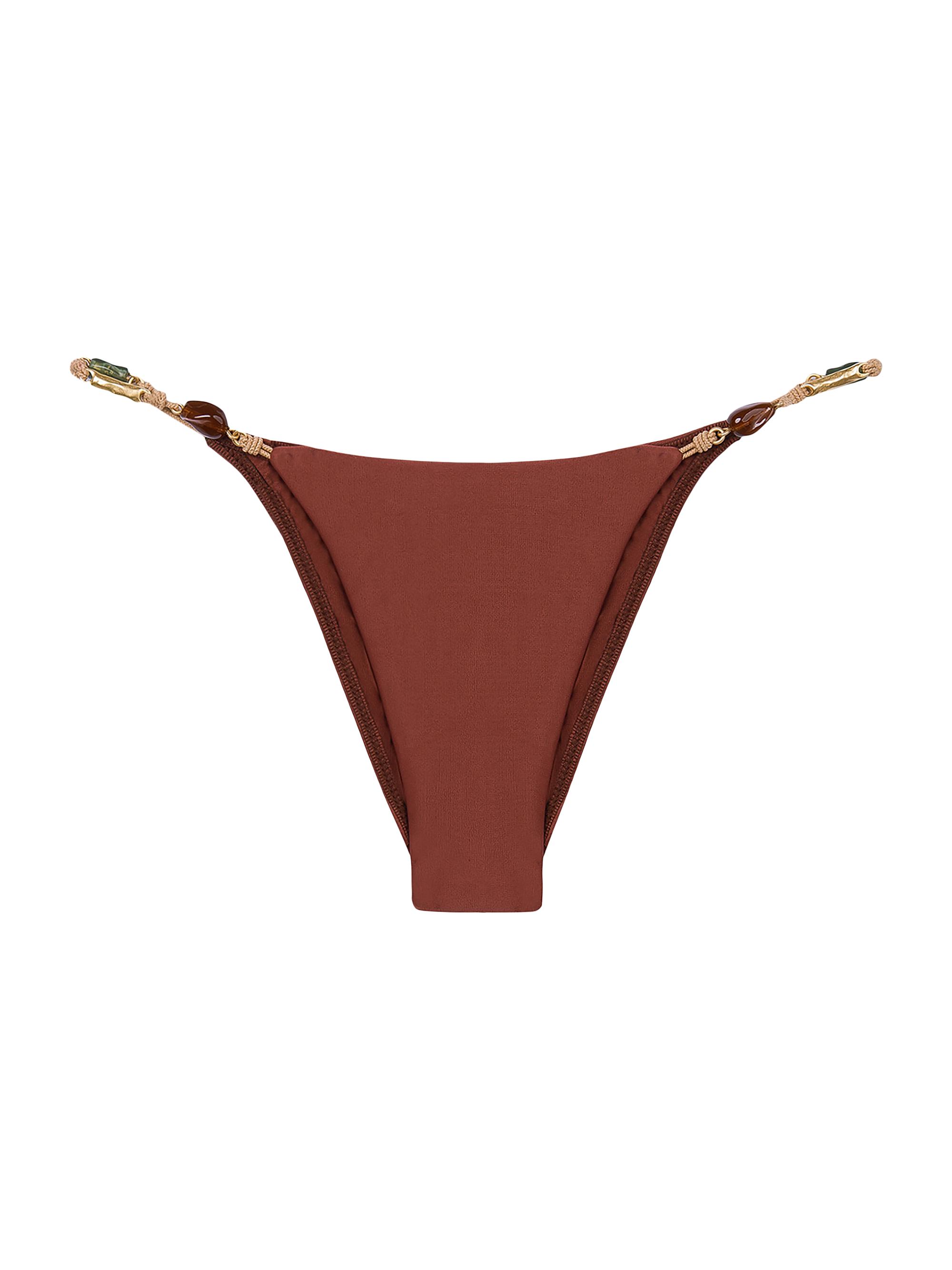 ViX by Paula Hermanny Women's Solid Kaia String Bikini Bottom - Brown