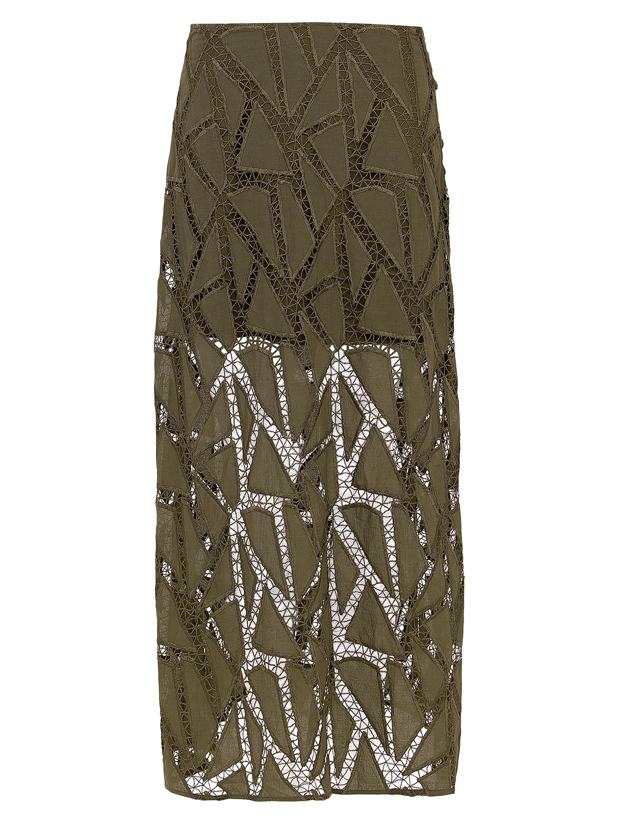 ViX by Paula Hermanny Women's Solid Juli Geometric Lace Skirt - Green